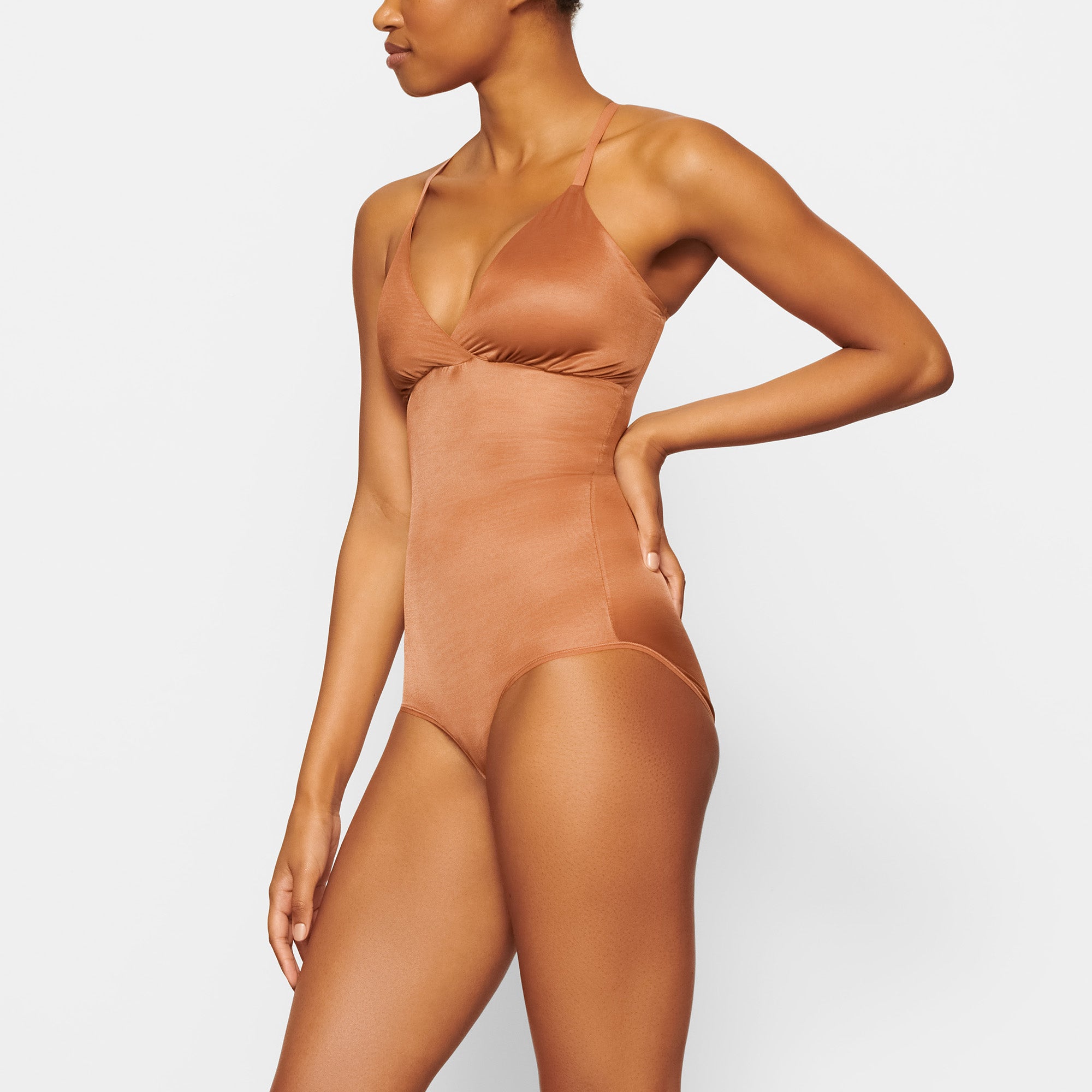 SIMPLY BARE BODYSUIT BRIEF WITH SNAPS | BRONZE - Image 2