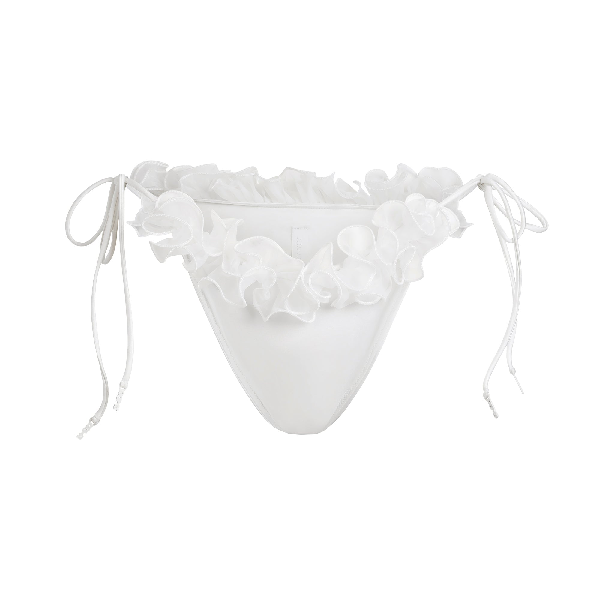 BRIDAL SWIM RUFFLE DIPPED TIE BIKINI BOTTOM | SNOW - Image 9