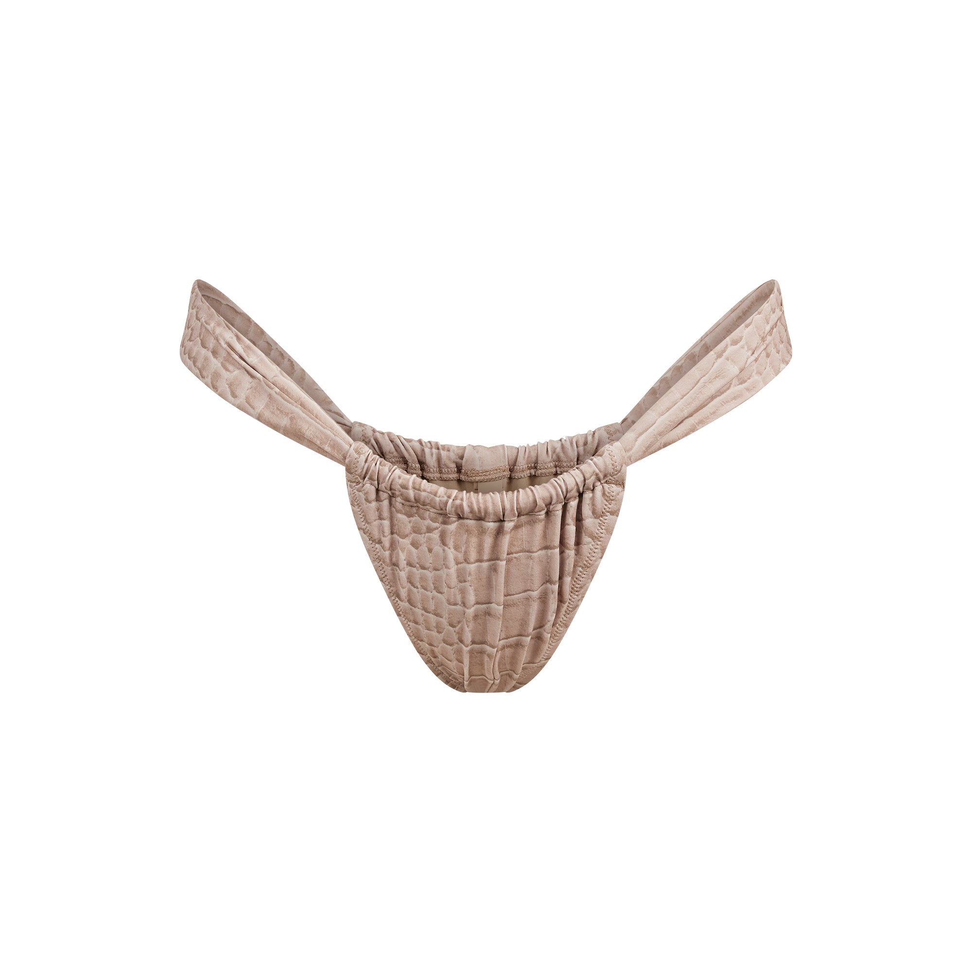SIGNATURE SWIM RUCHED THONG BIKINI BOTTOM | DUNE CROCODILE PRINT - Image 6