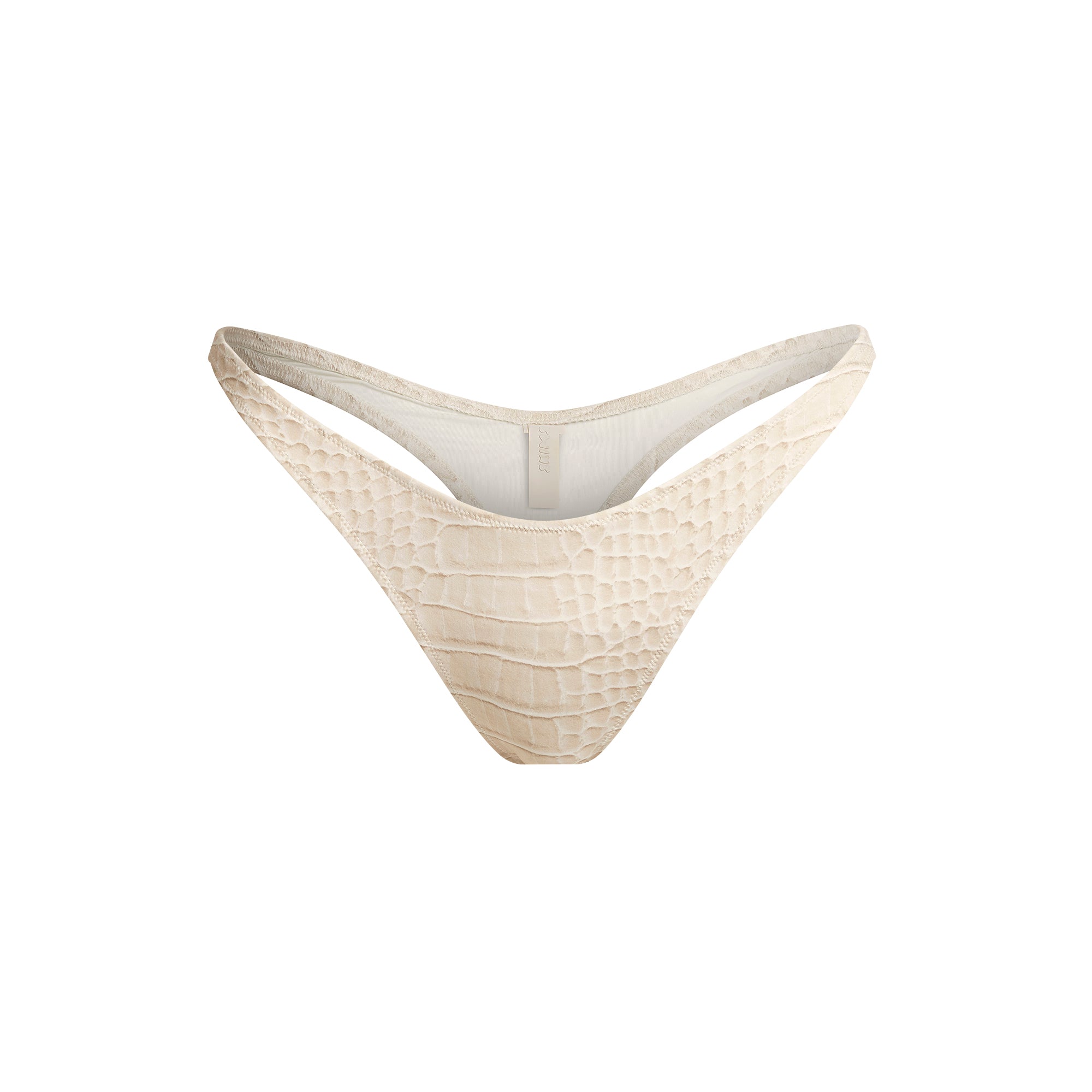 SIGNATURE SWIM THONG BIKINI BOTTOM | EGRET CROCODILE PRINT - Image 7