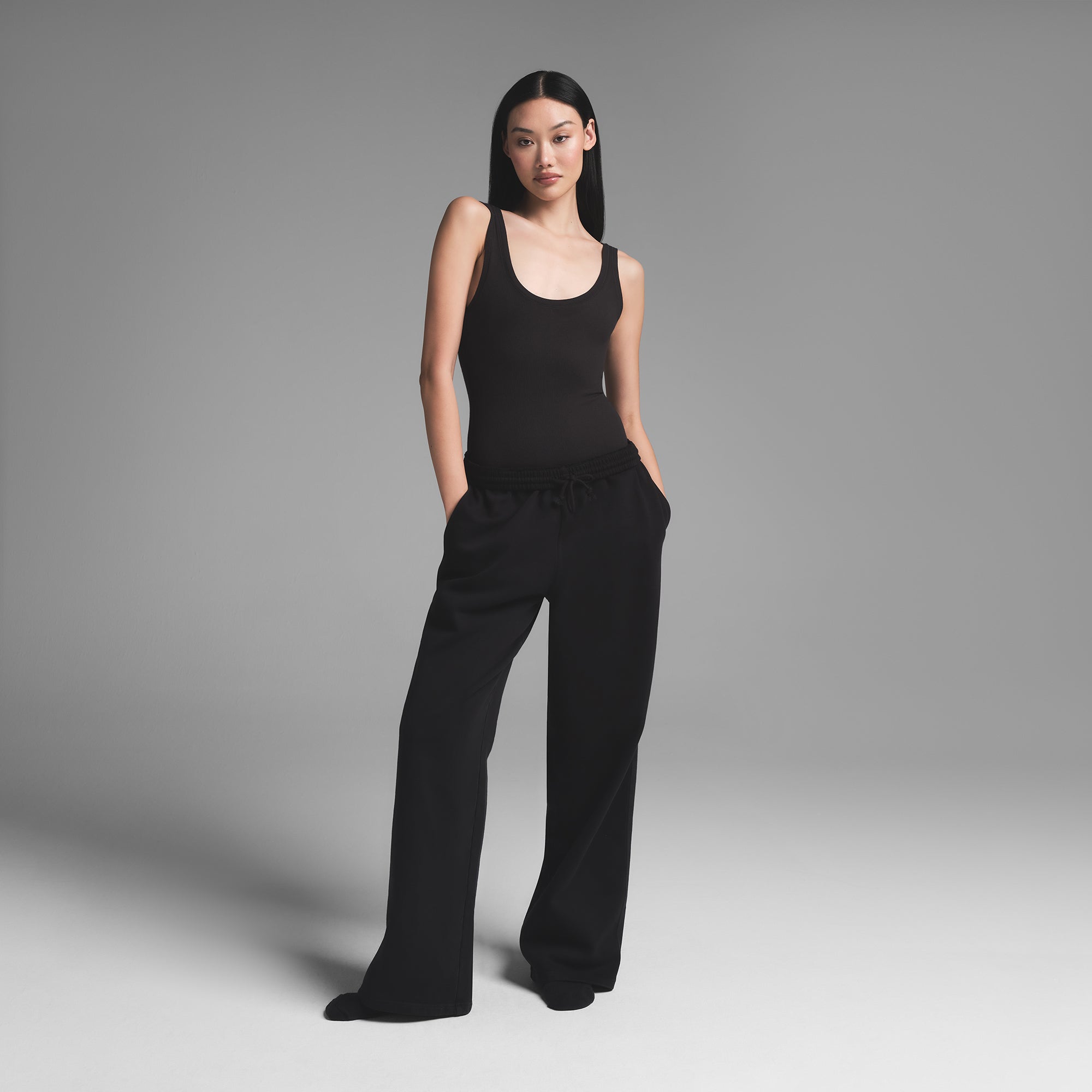 COTTON RIB TANK BODYSUIT | SOOT - Image 3