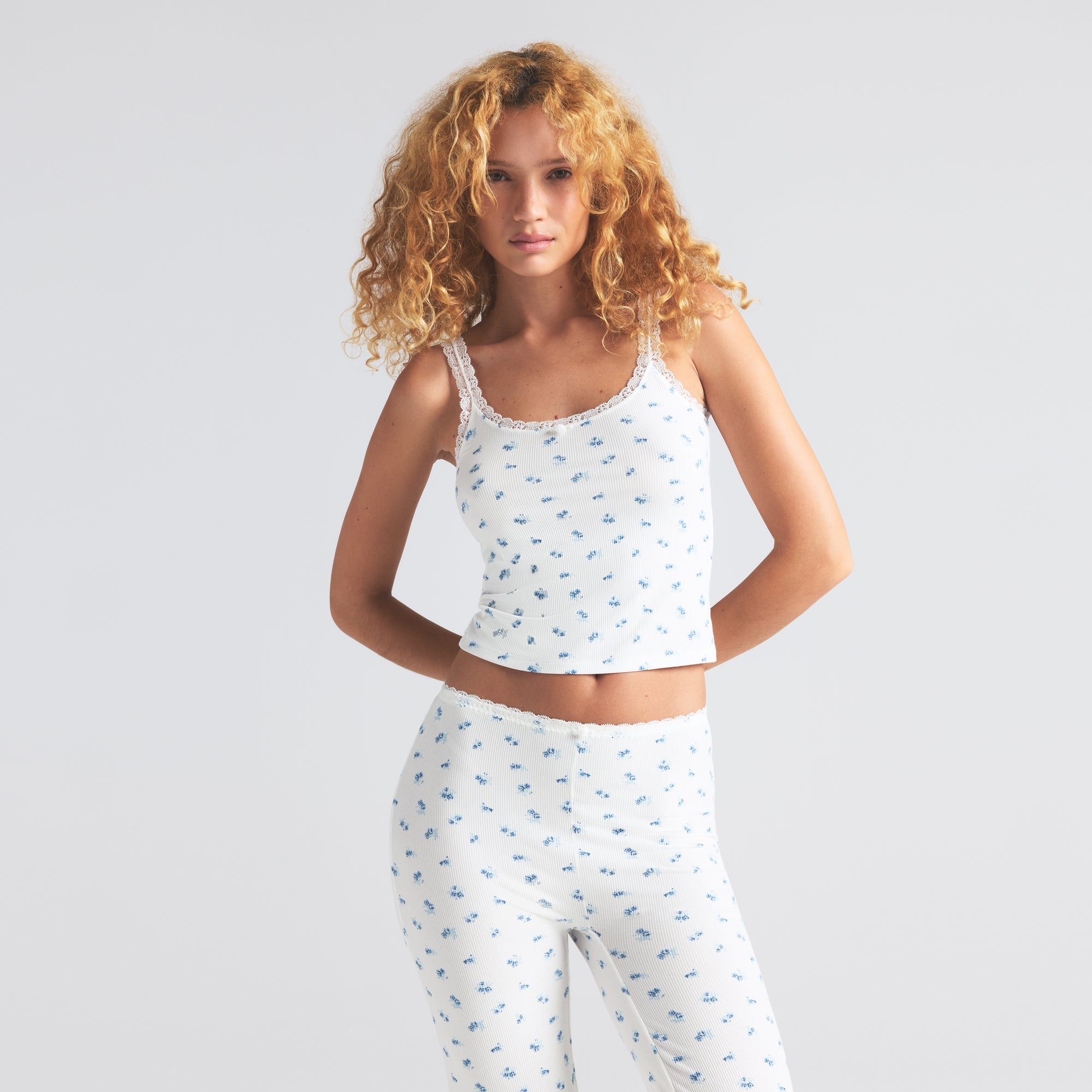 SOFT LOUNGE LACE CAMI | BLUE GARDEN PRINT - Image 3