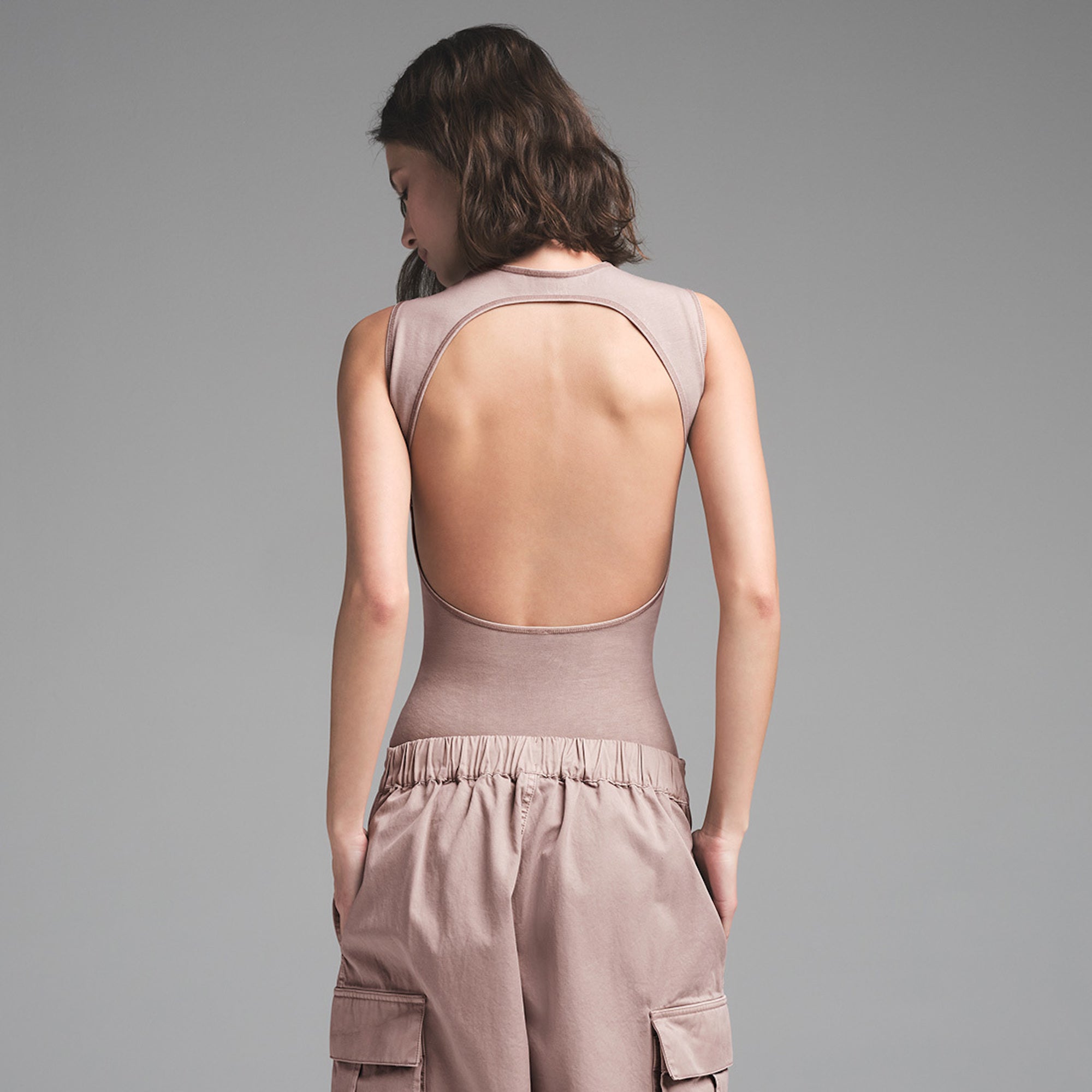 OUTDOOR OPEN BACK BODYSUIT | FAWN