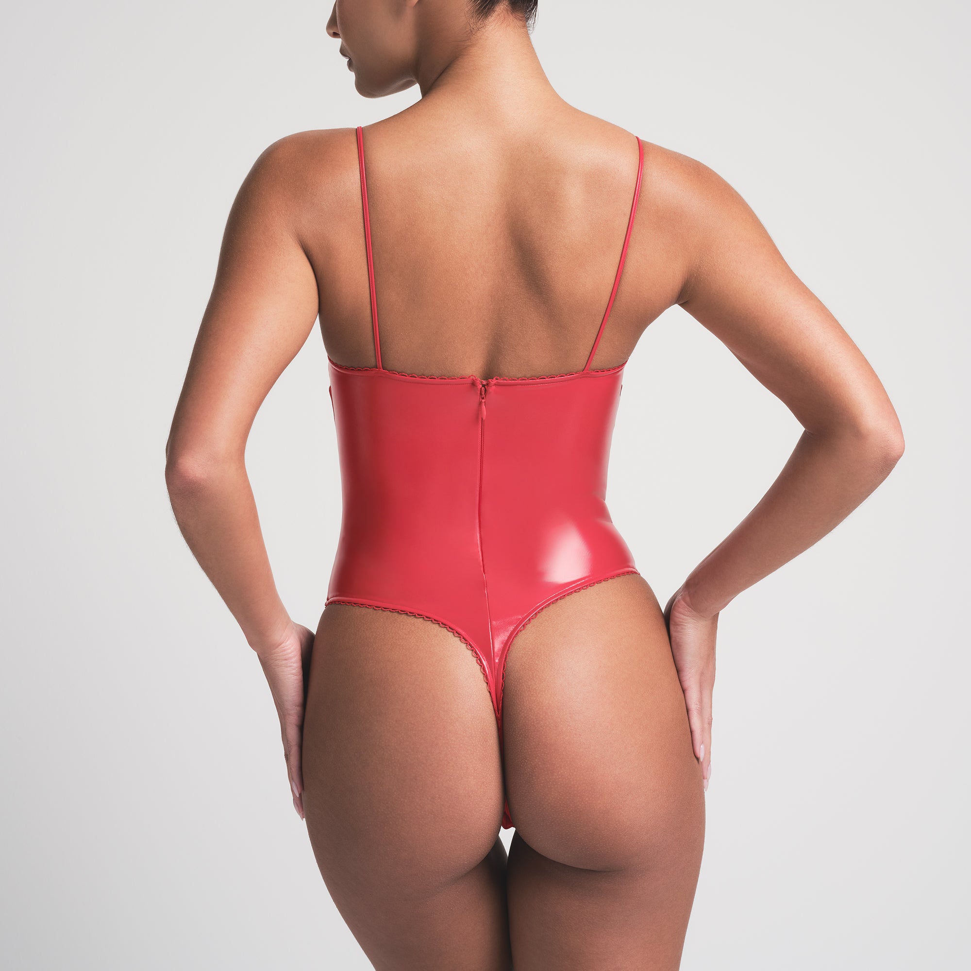 VINYL THONG BODYSUIT | RED - Image 3