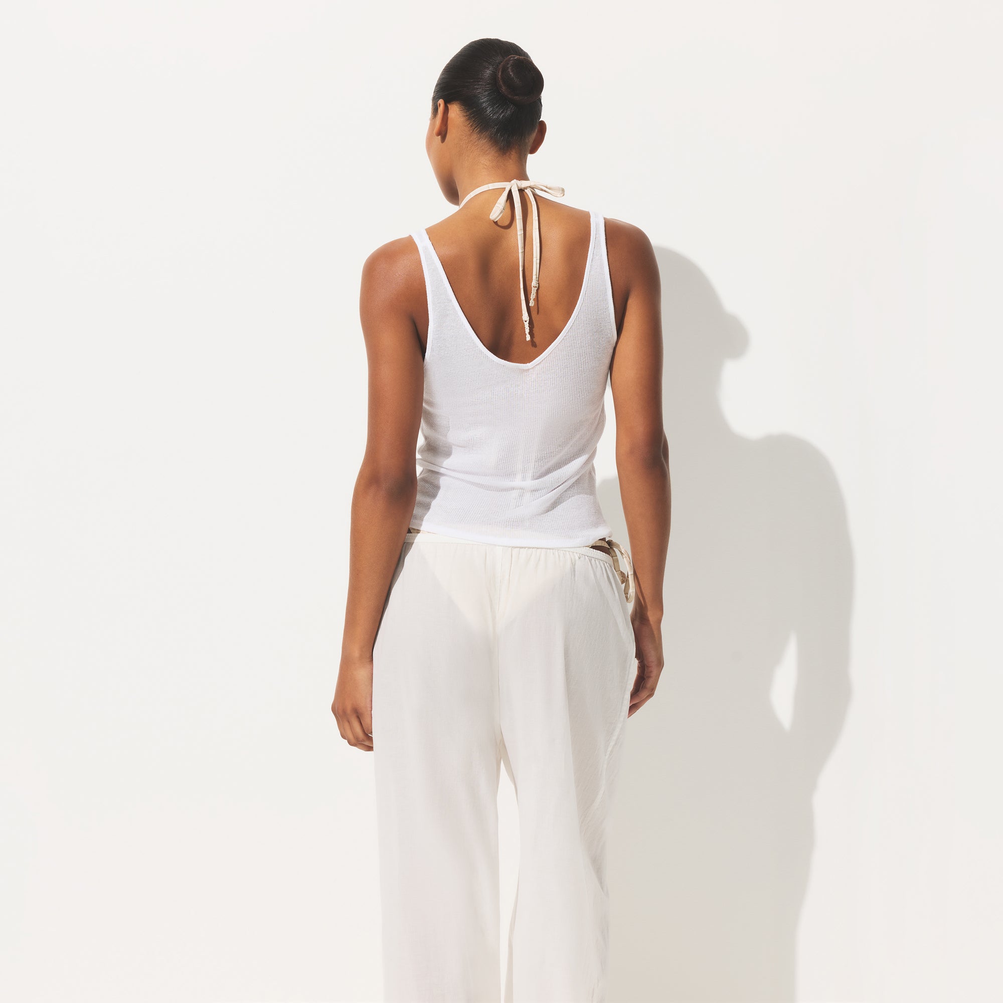 SHEER COTTON V NECK TANK | SNOW - Image 3