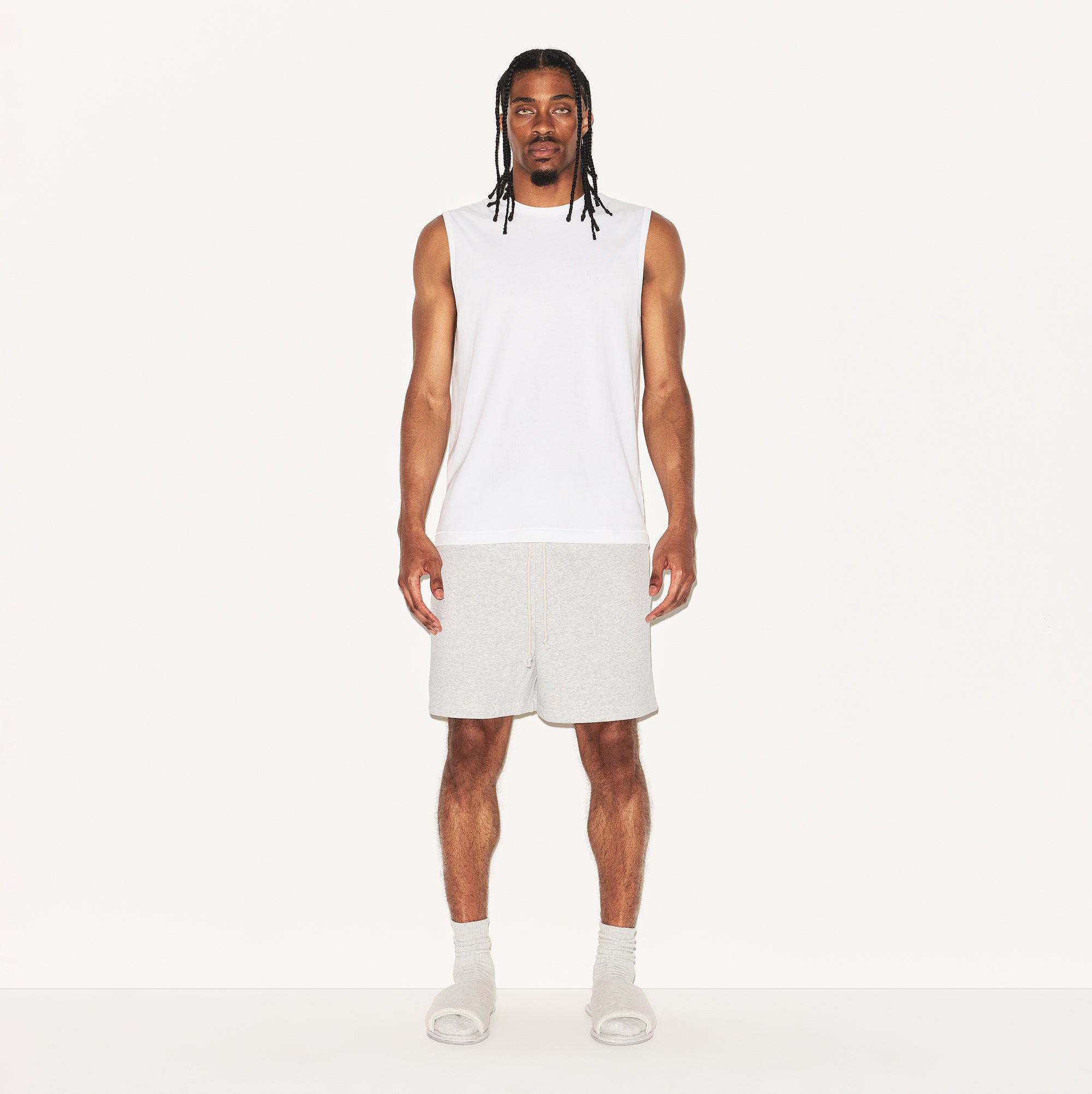 SKIMS COTTON MENS RELAXED SLEEVELESS SHIRT | CHALK - Image 4