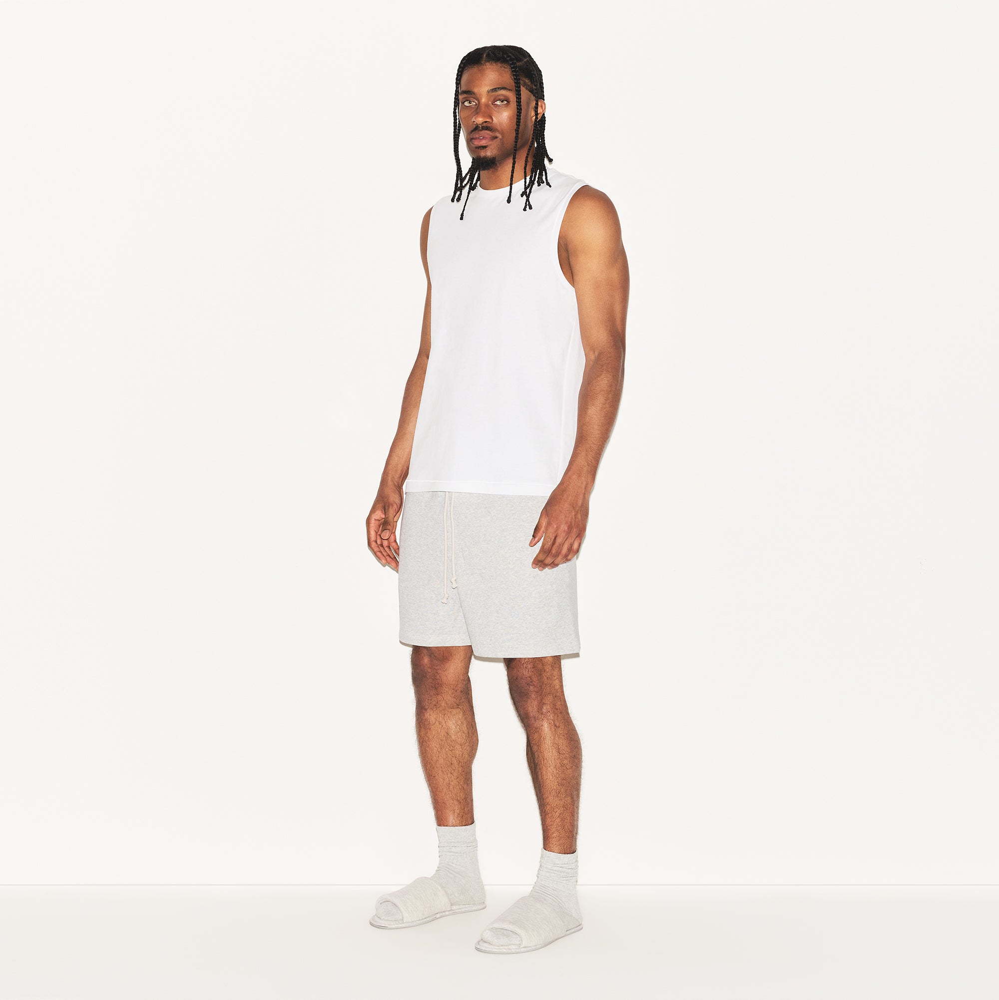 SKIMS COTTON MENS RELAXED SLEEVELESS SHIRT | CHALK - Image 2