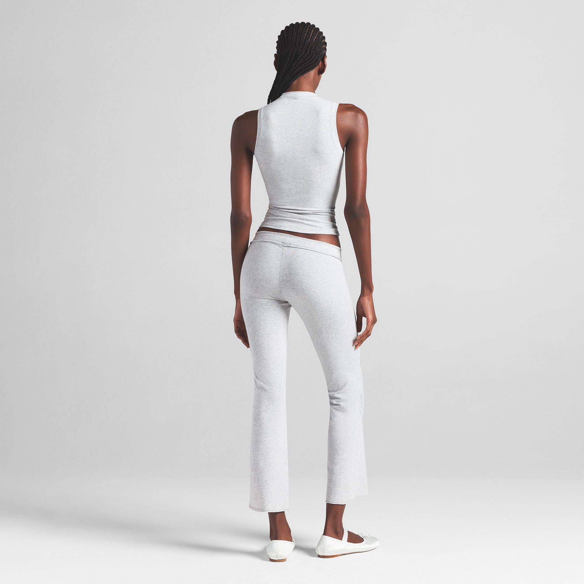 COTTON JERSEY MOCK NECK TANK | LIGHT HEATHER GREY - Image 4