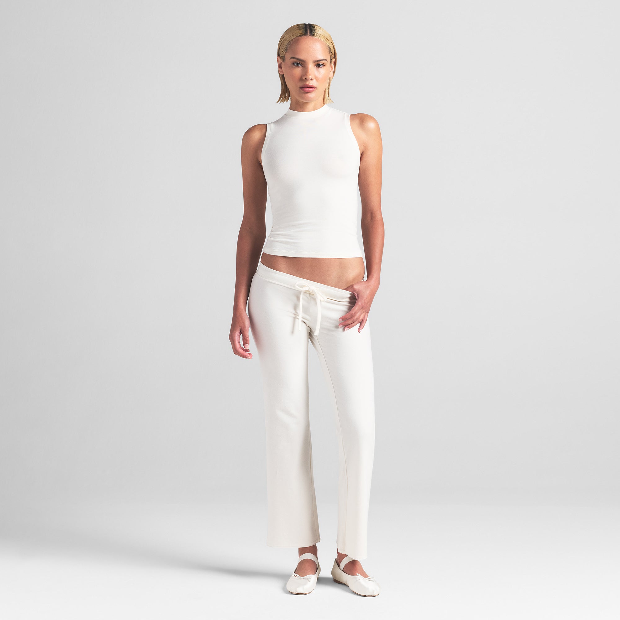 COTTON JERSEY MOCK NECK TANK | MARBLE - Image 2