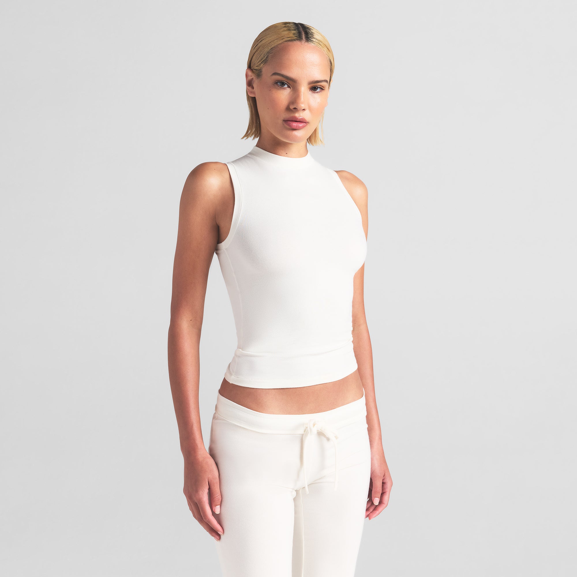 COTTON JERSEY MOCK NECK TANK | MARBLE - Image 3