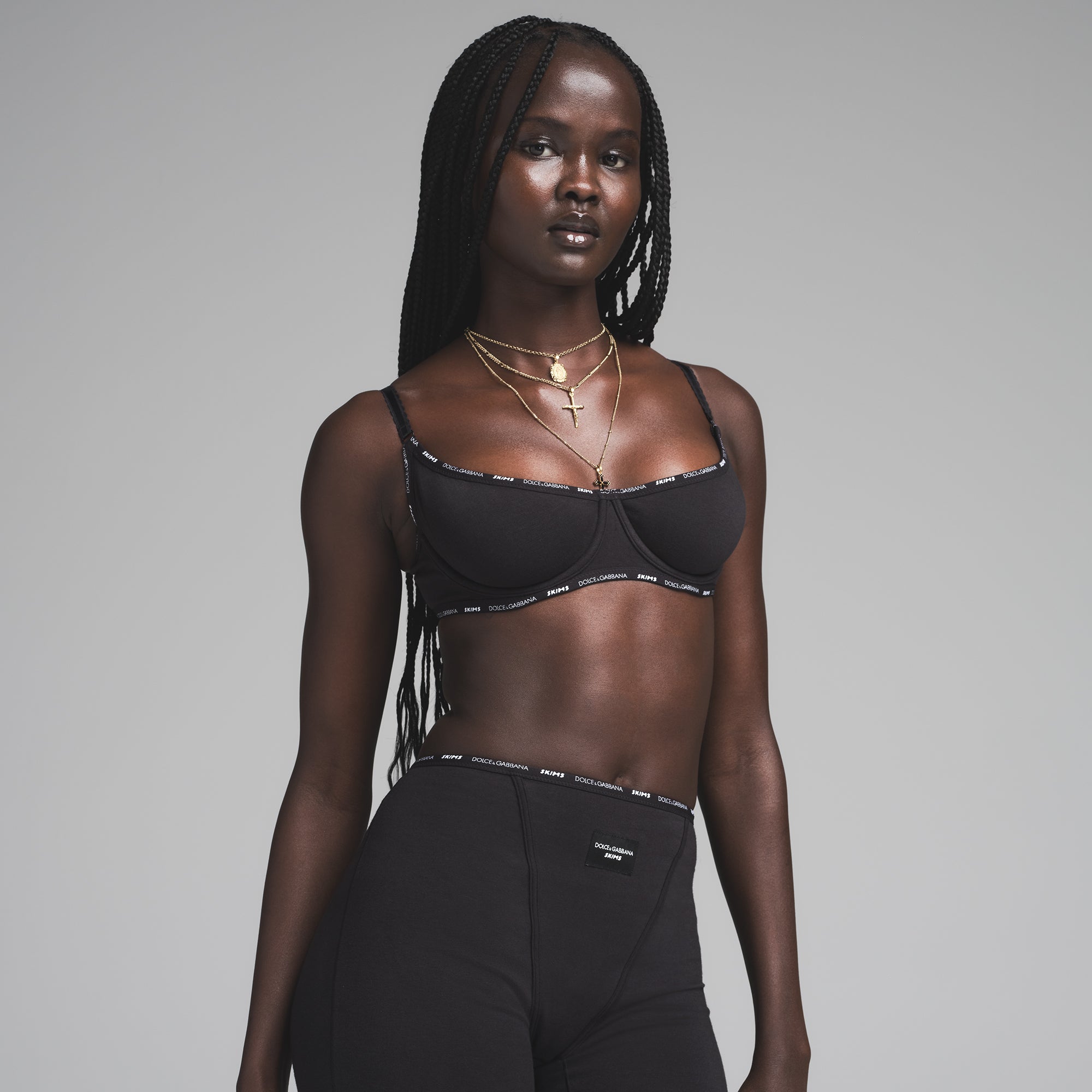 DOLCE&GABBANA X SKIMS COTTON JERSEY UNLINED BALCONETTE BRA | ONYX - Image 4