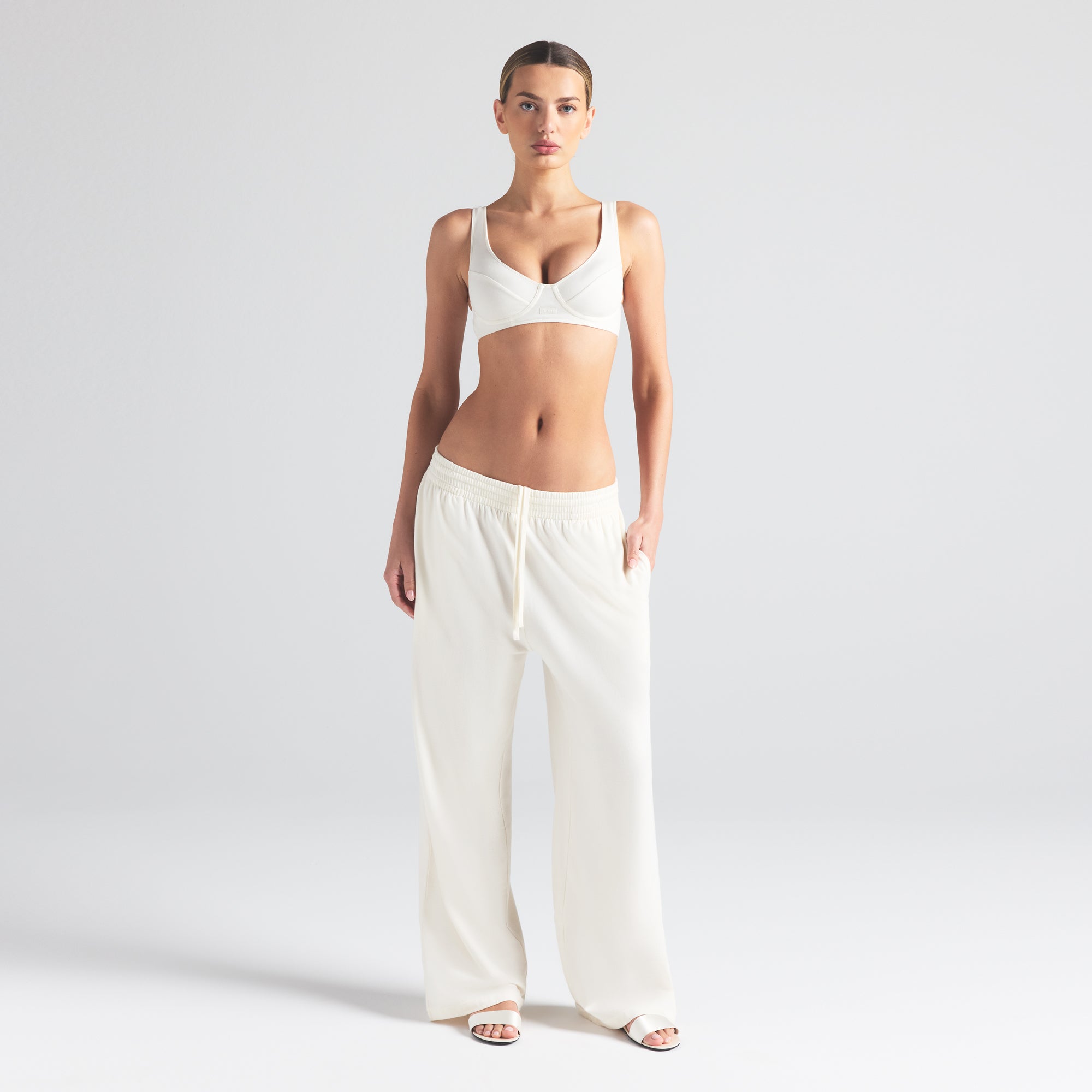 COTTON JERSEY PLUNGE BRALETTE | MARBLE - Image 2