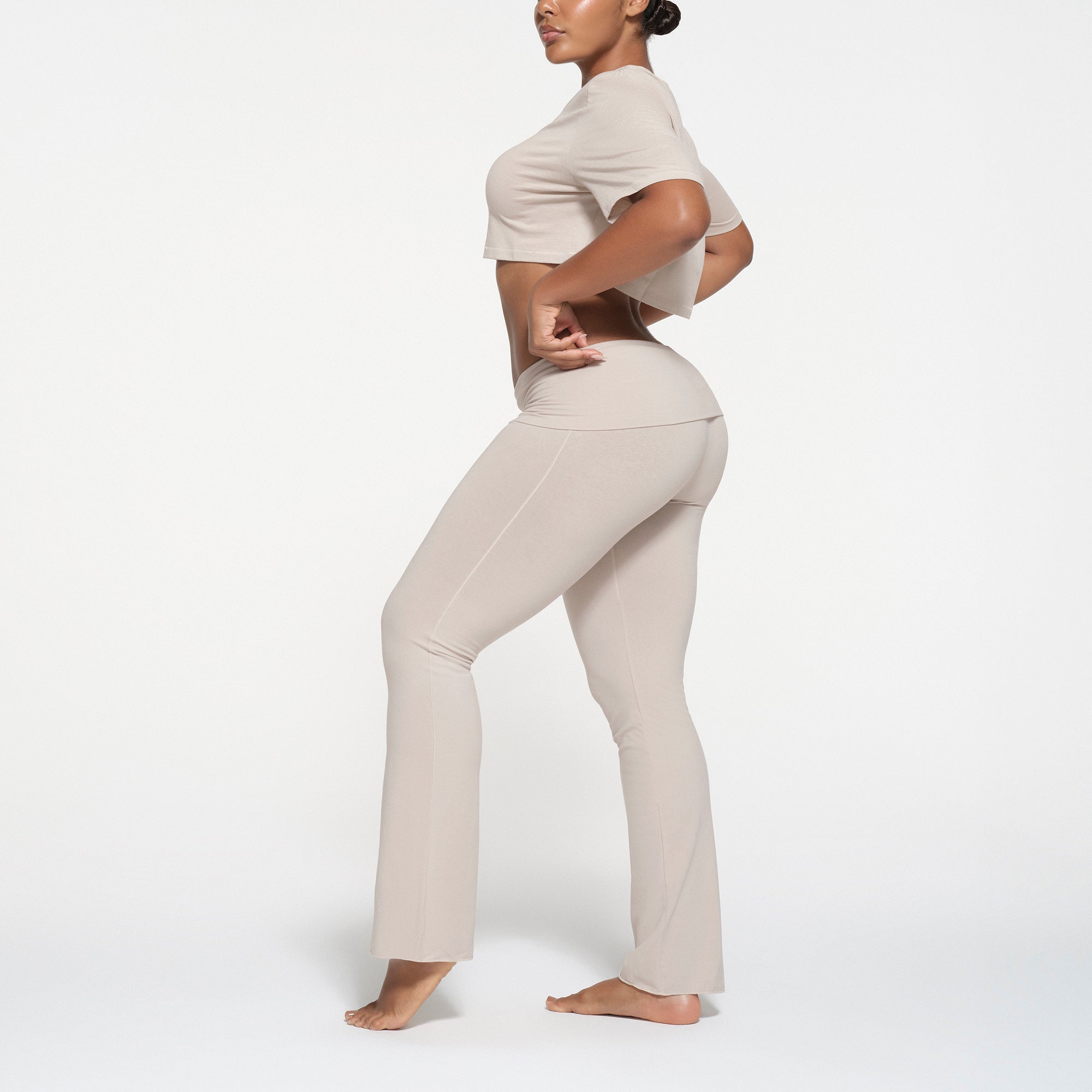 RELAXED TEES OVERSIZED CROPPED T-SHIRT | STONE - Image 2