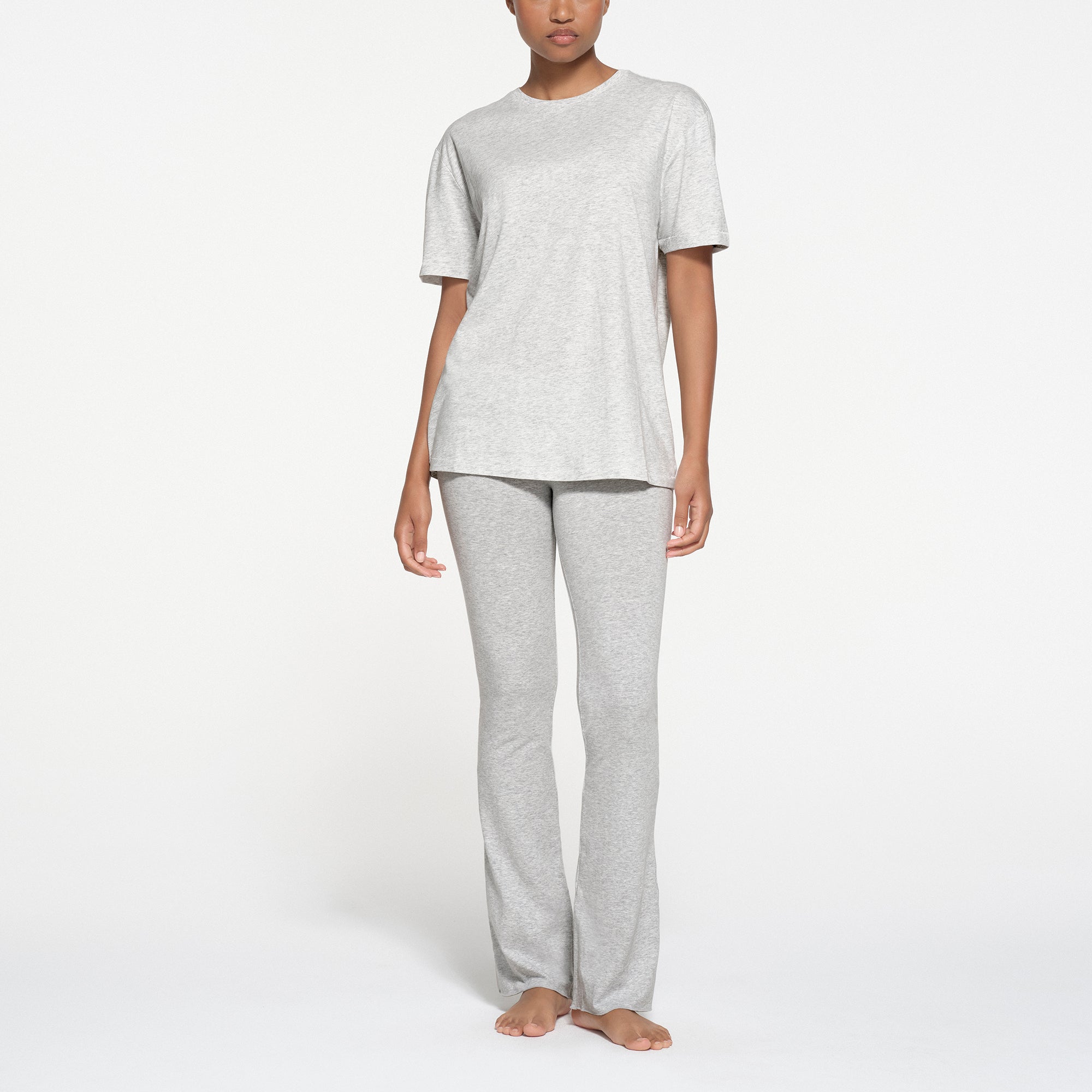 RELAXED TEES OVERSIZED LONG T-SHIRT | LIGHT HEATHER GREY
