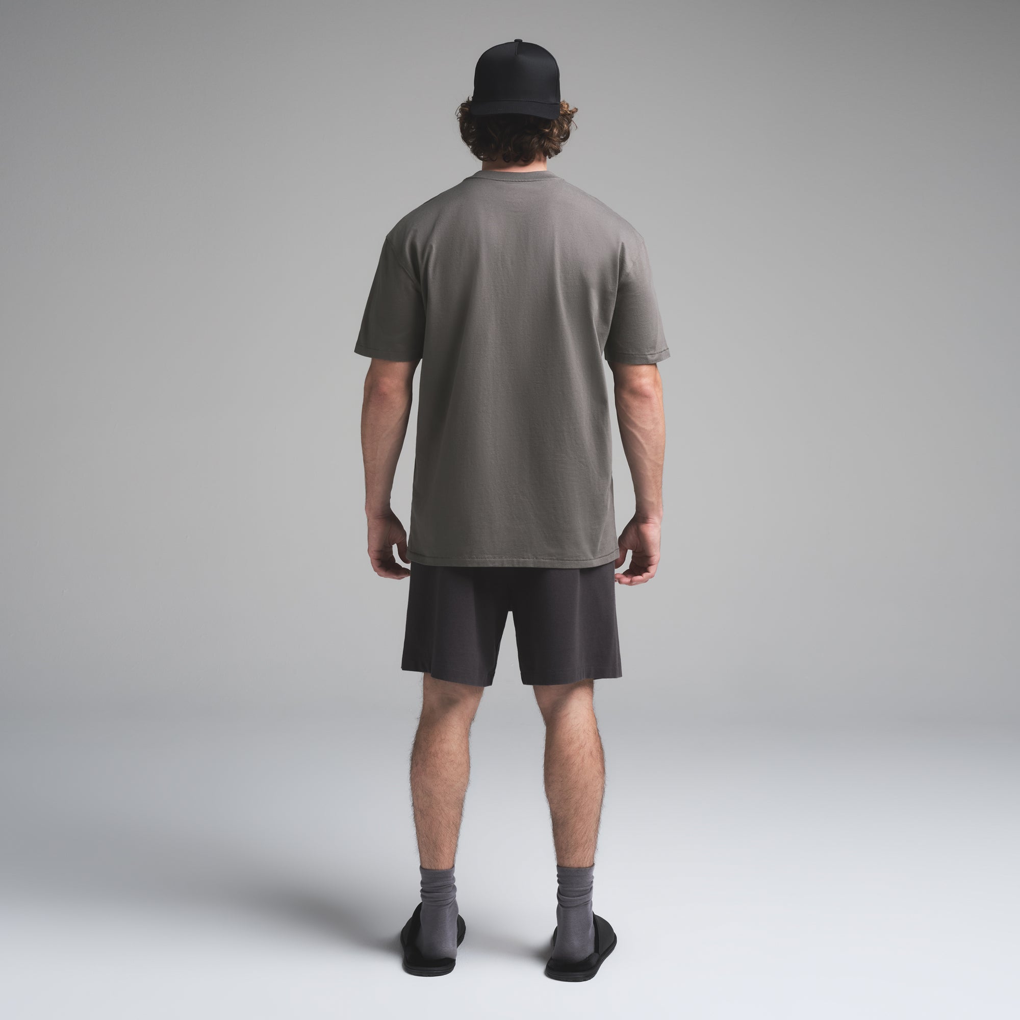 HEAVYWEIGHT COTTON MENS RELAXED T-SHIRT | GUNMETAL - Image 4