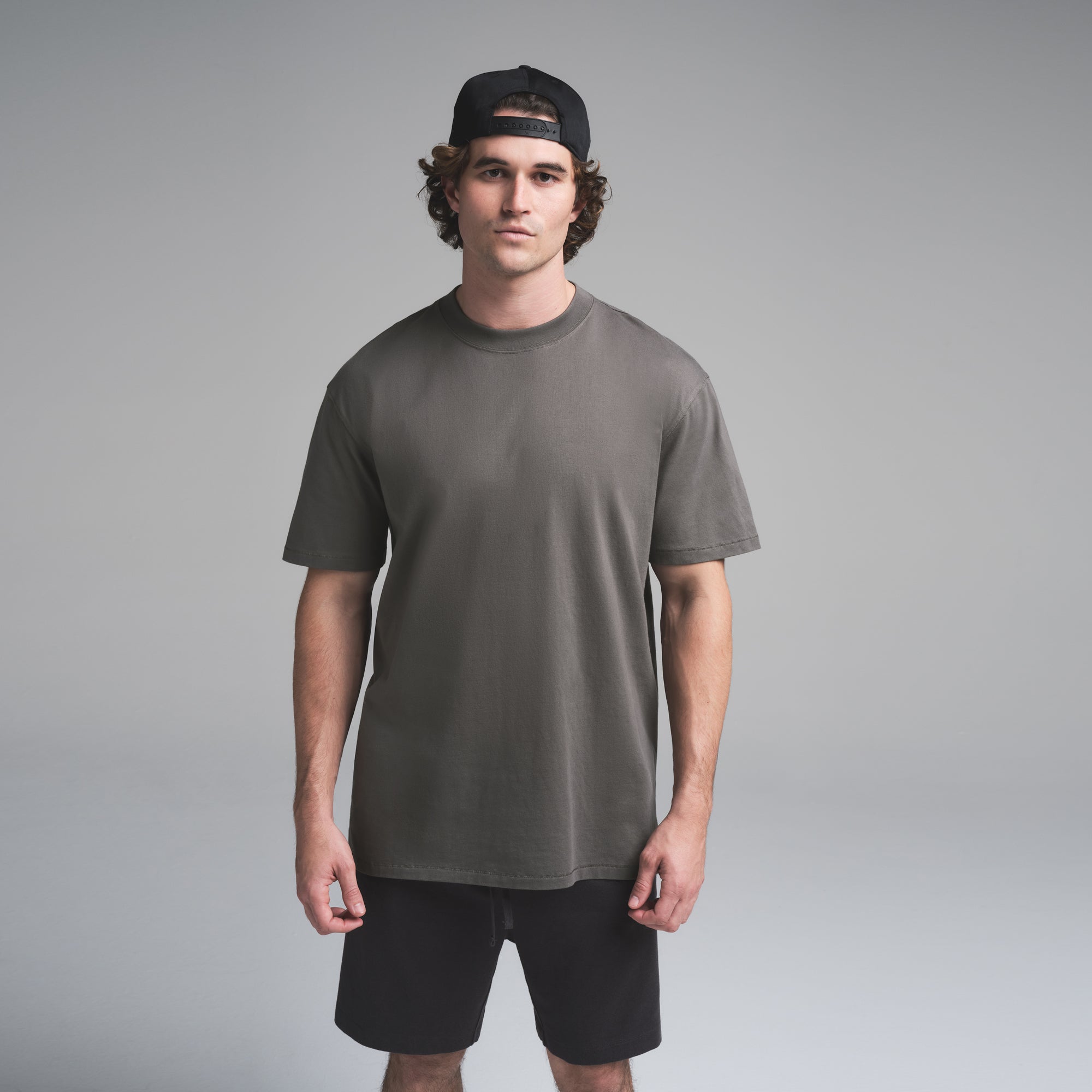 HEAVYWEIGHT COTTON MENS RELAXED T-SHIRT | GUNMETAL - Image 2