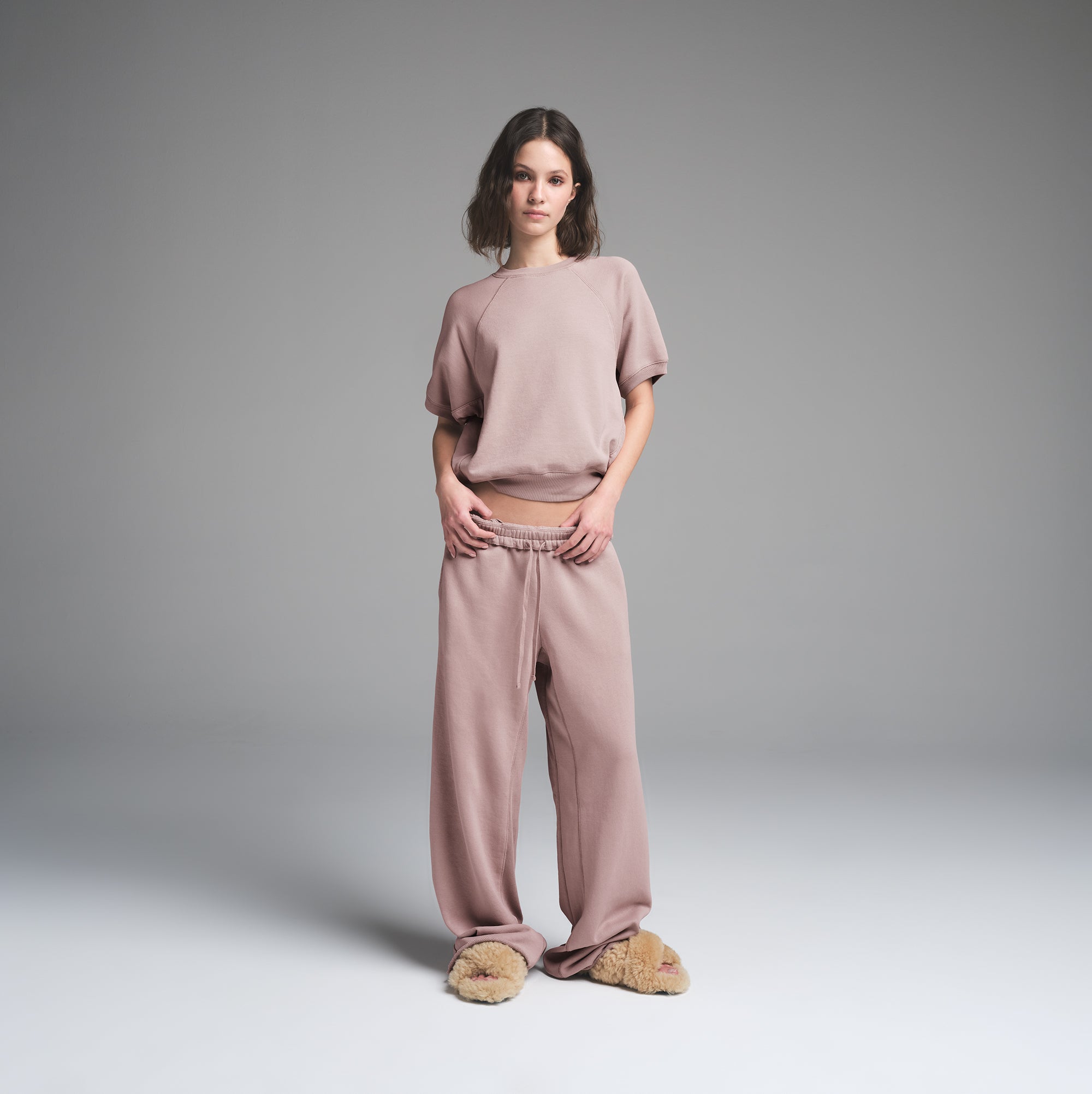 FRENCH TERRY RAGLAN SHORT SLEEVE SWEATSHIRT | FAWN