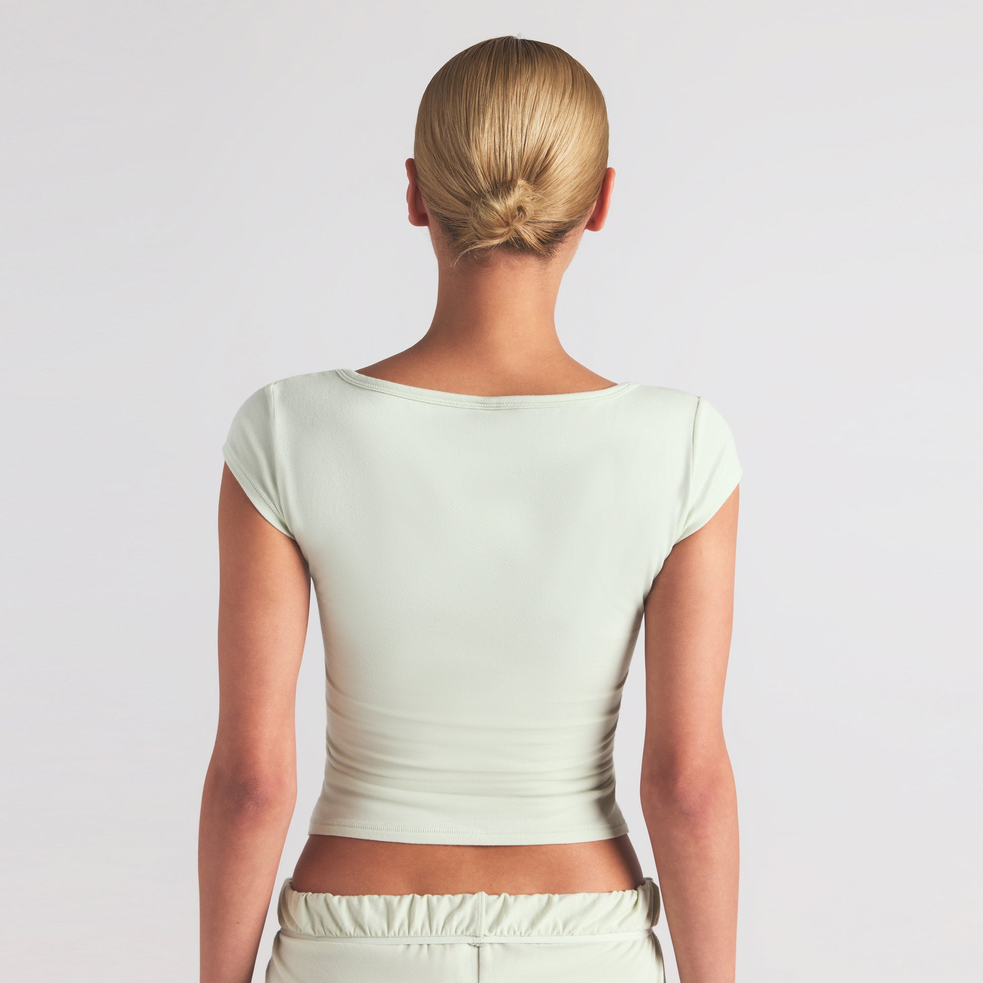 COTTON JERSEY SCOOP NECK T-SHIRT | SPEARMINT - Image 4