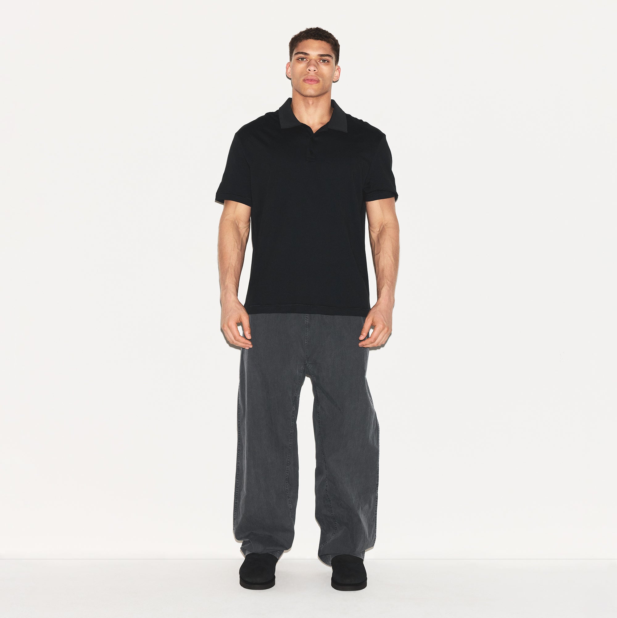 SKIMS COTTON MENS RELAXED POLO | ONYX