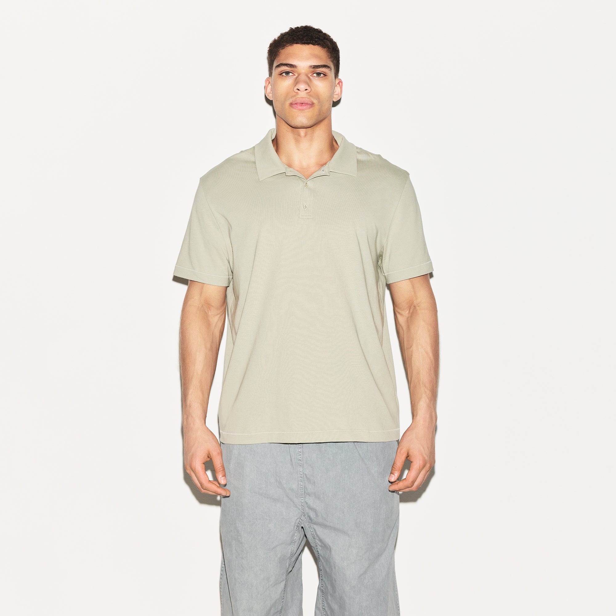SKIMS COTTON MENS RELAXED POLO | TALC
