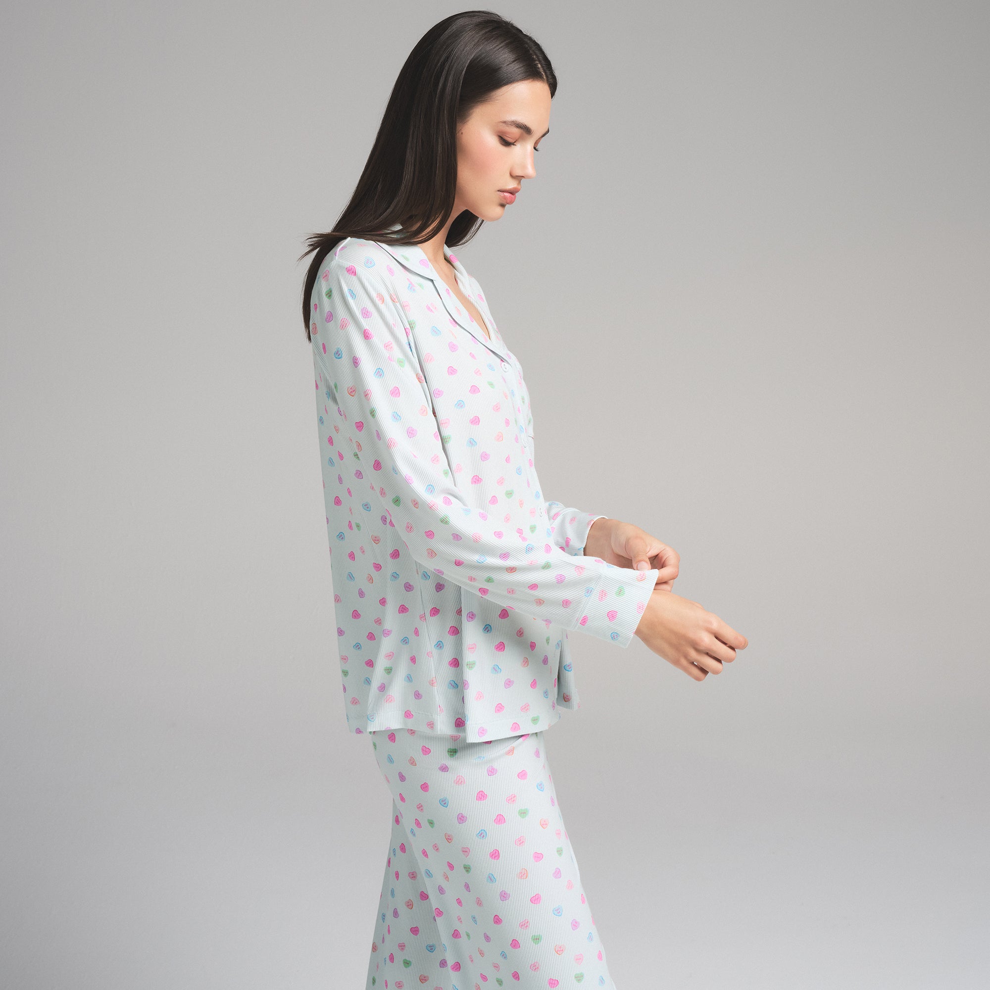 SOFT LOUNGE SLEEP SET | CLOUD CANDY HEART PRINT - Image 3