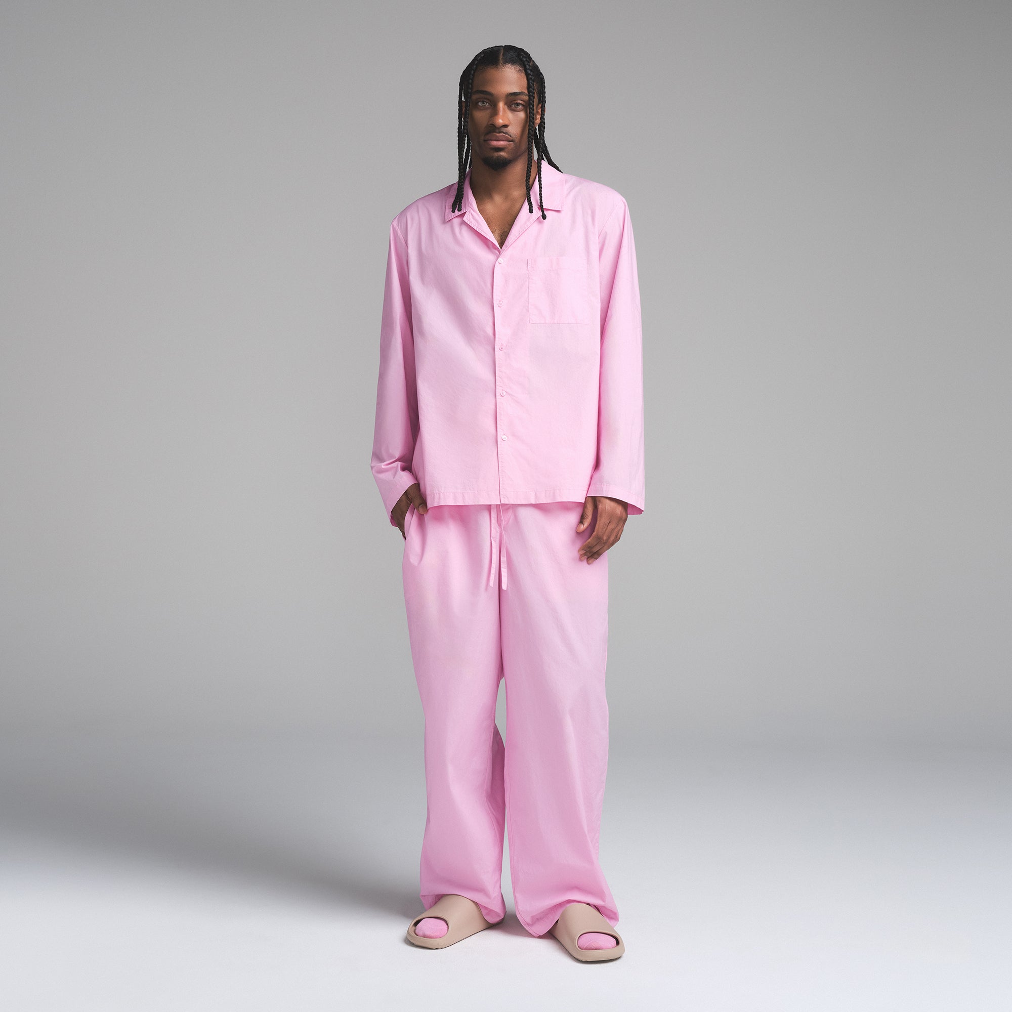 COTTON POPLIN MENS LONG SLEEP SET | BUBBLE GUM