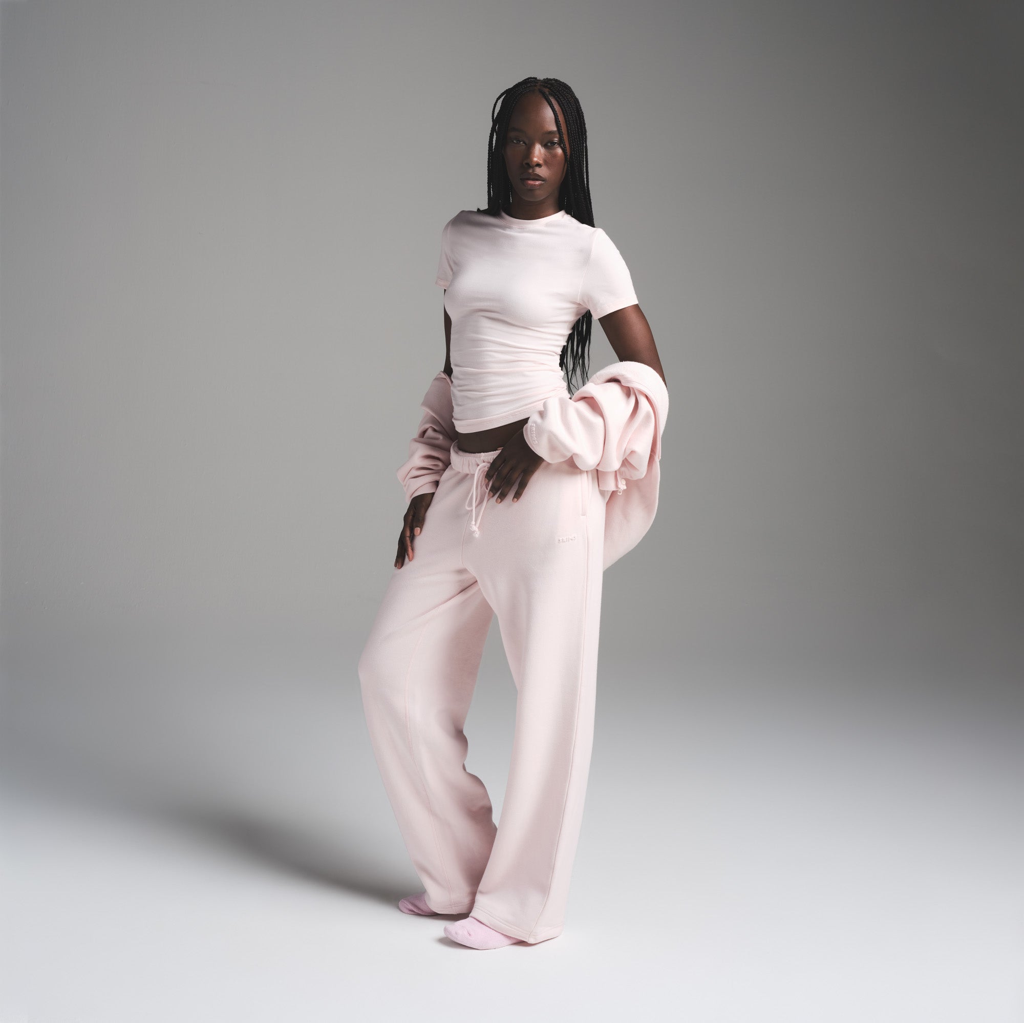 COTTON FLEECE CLASSIC STRAIGHT LEG PANT | BARELY PINK