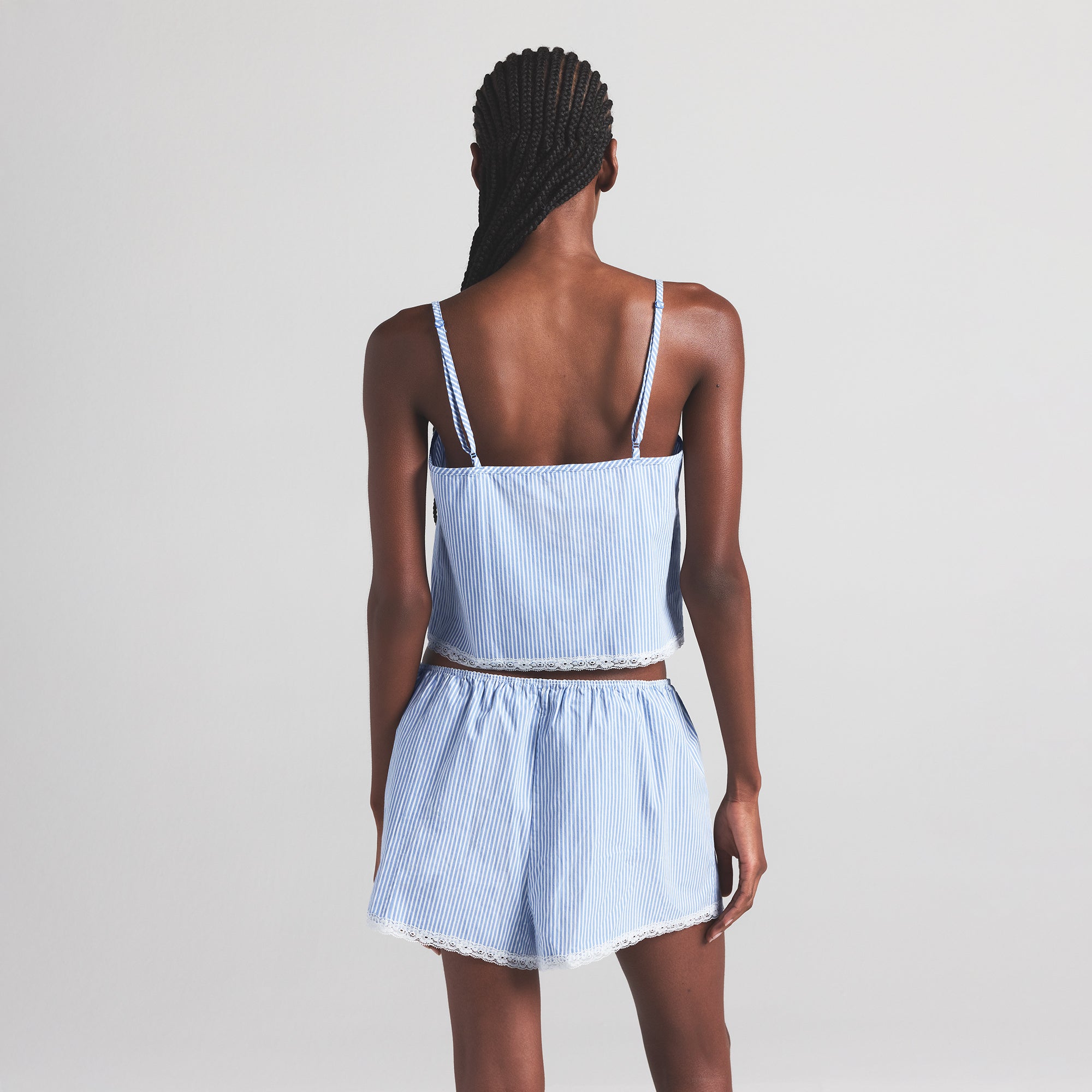 COTTON POPLIN SLEEP CAMI | CADET STRIPE - Image 4