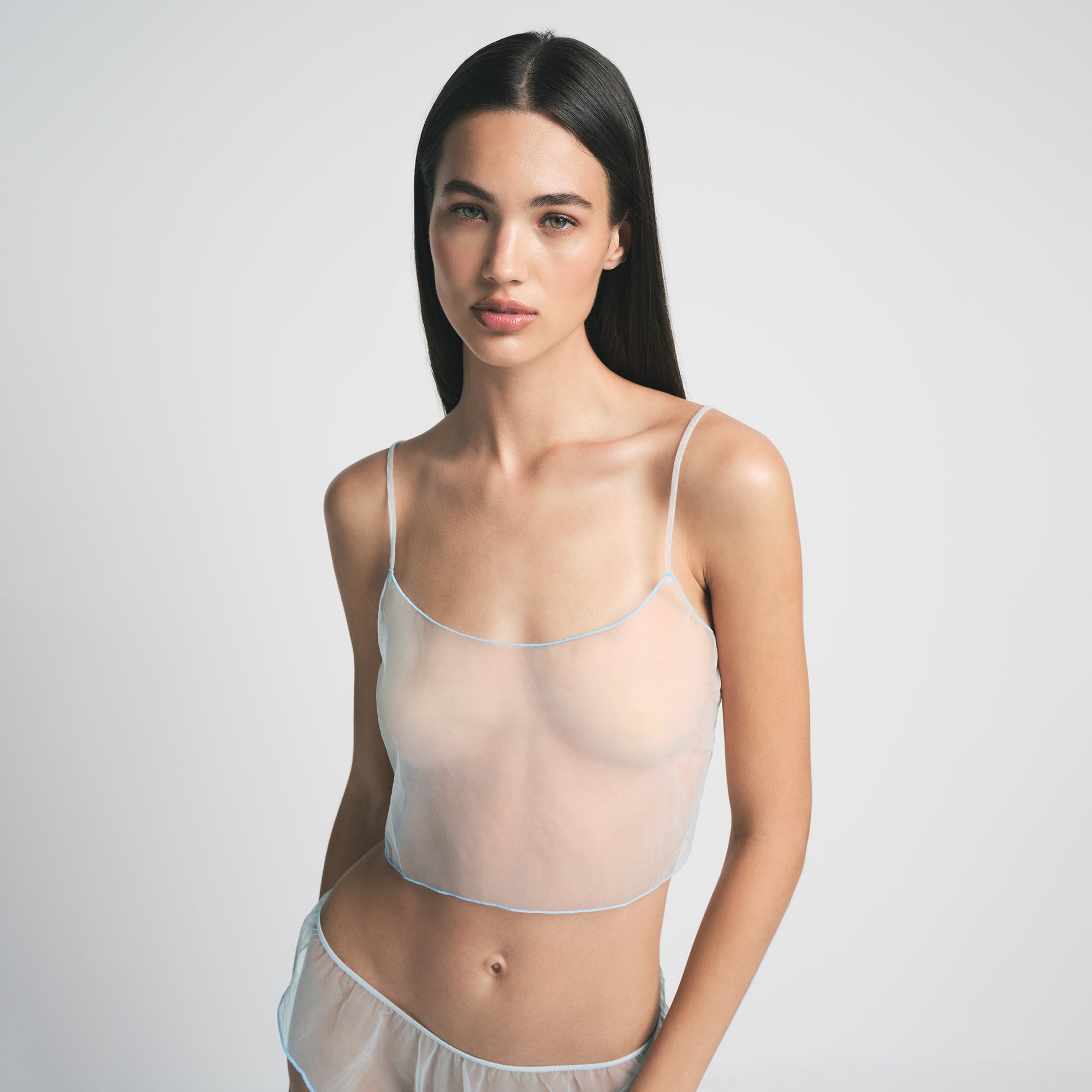 TULLE CAMI AND BRIEF SET | PLATINUM CONTRAST - Image 2