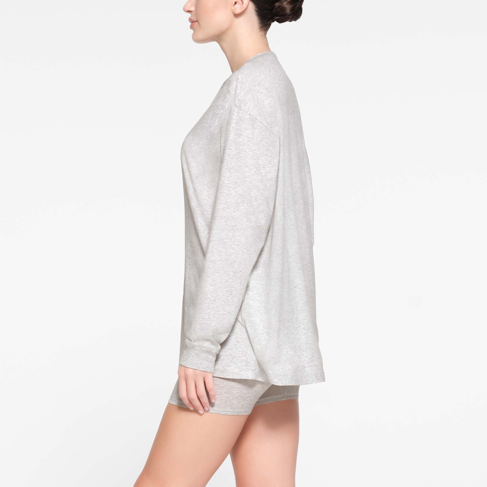 BOYFRIEND LONG SLEEVE HENLEY | LIGHT HEATHER GREY - Image 2