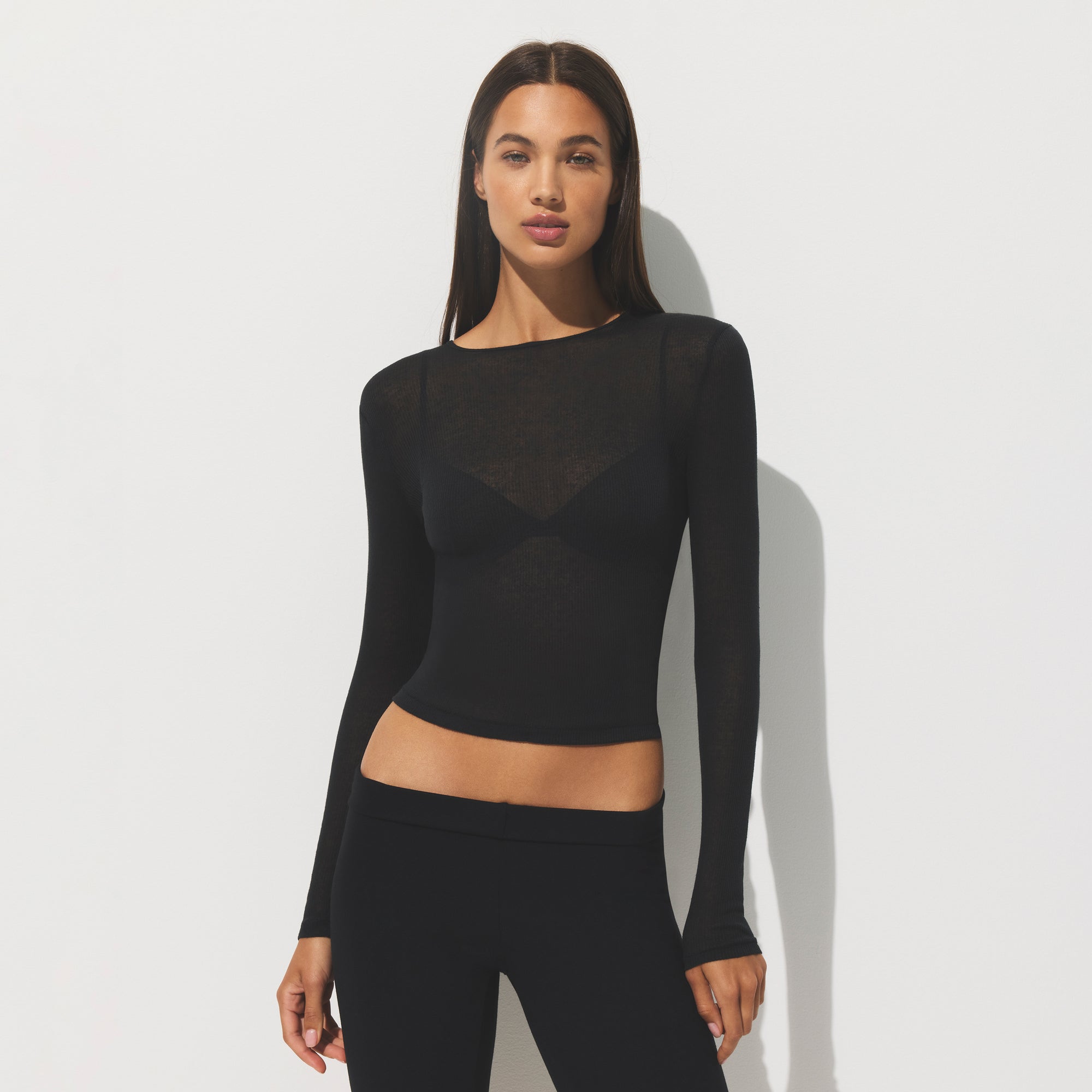 SHEER COTTON LONG SLEEVE T-SHIRT | SOOT - Image 3