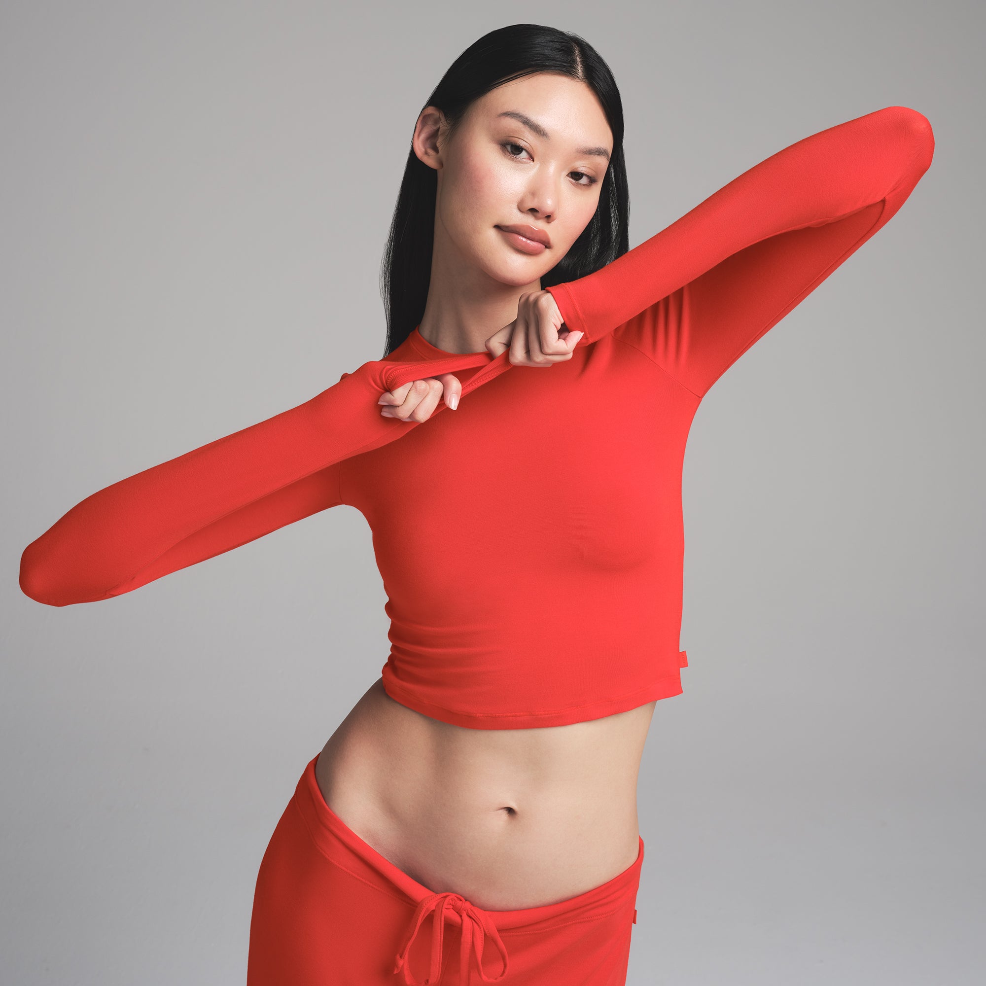 SKIMS SLEEP SUPER CROPPED LONG SLEEVE | RUBY