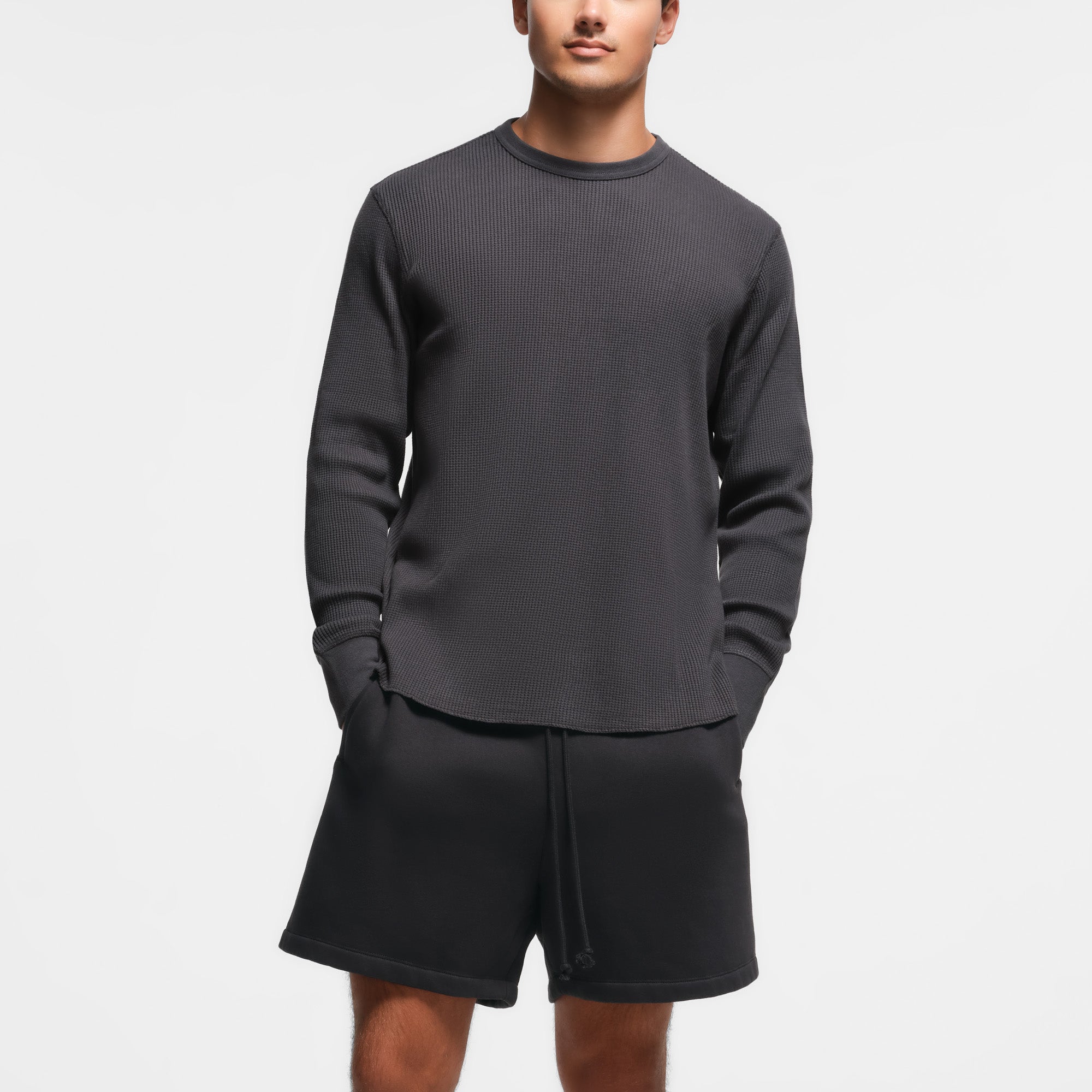 WAFFLE MENS LONG SLEEVE T-SHIRT | ASH