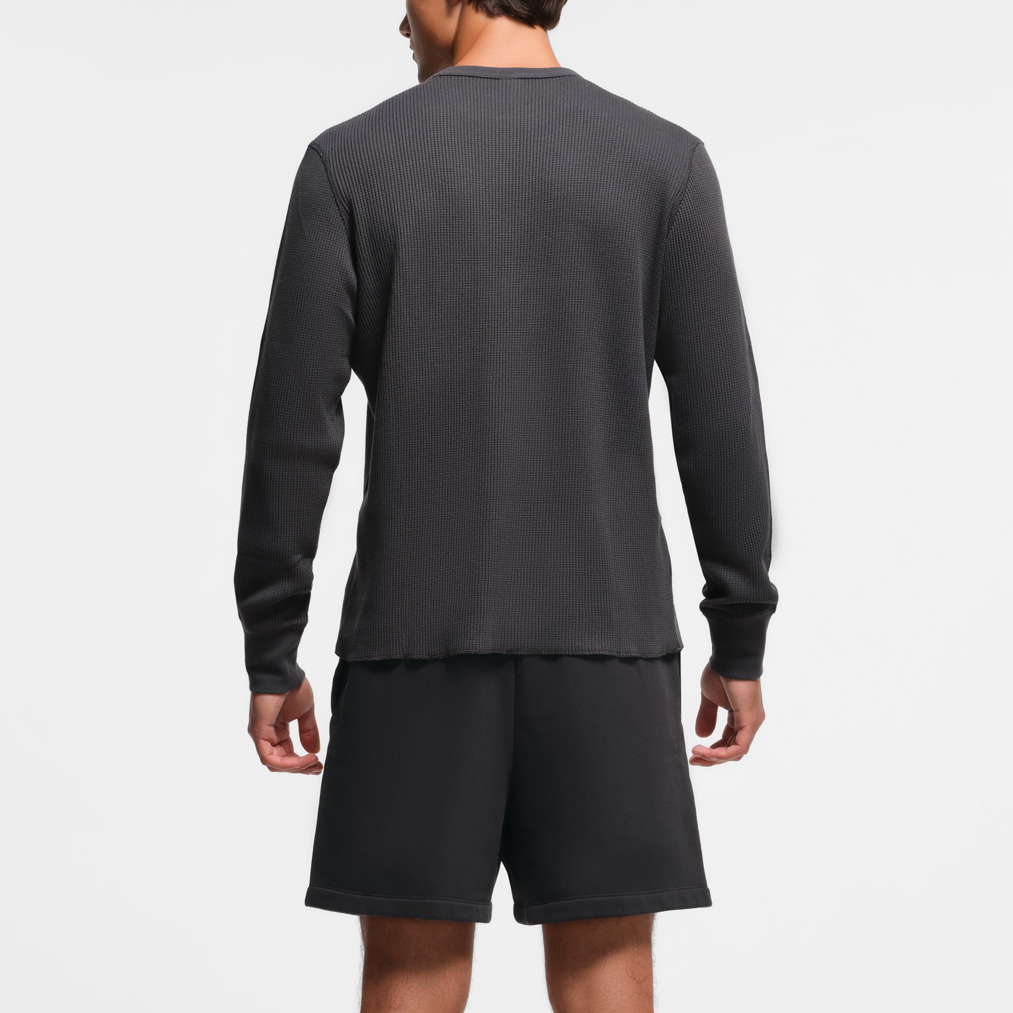 WAFFLE MENS LONG SLEEVE T-SHIRT | ASH - Image 2