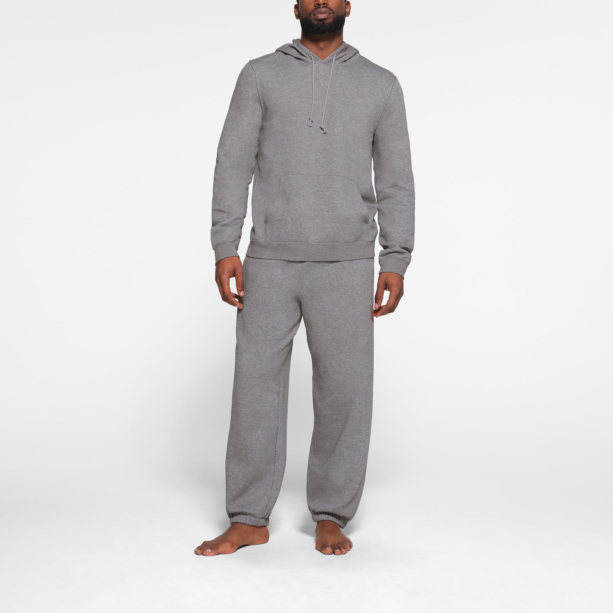 FLEECE LOUNGE MENS CLASSIC HOODIE | DARK HEATHER GREY - Image 2