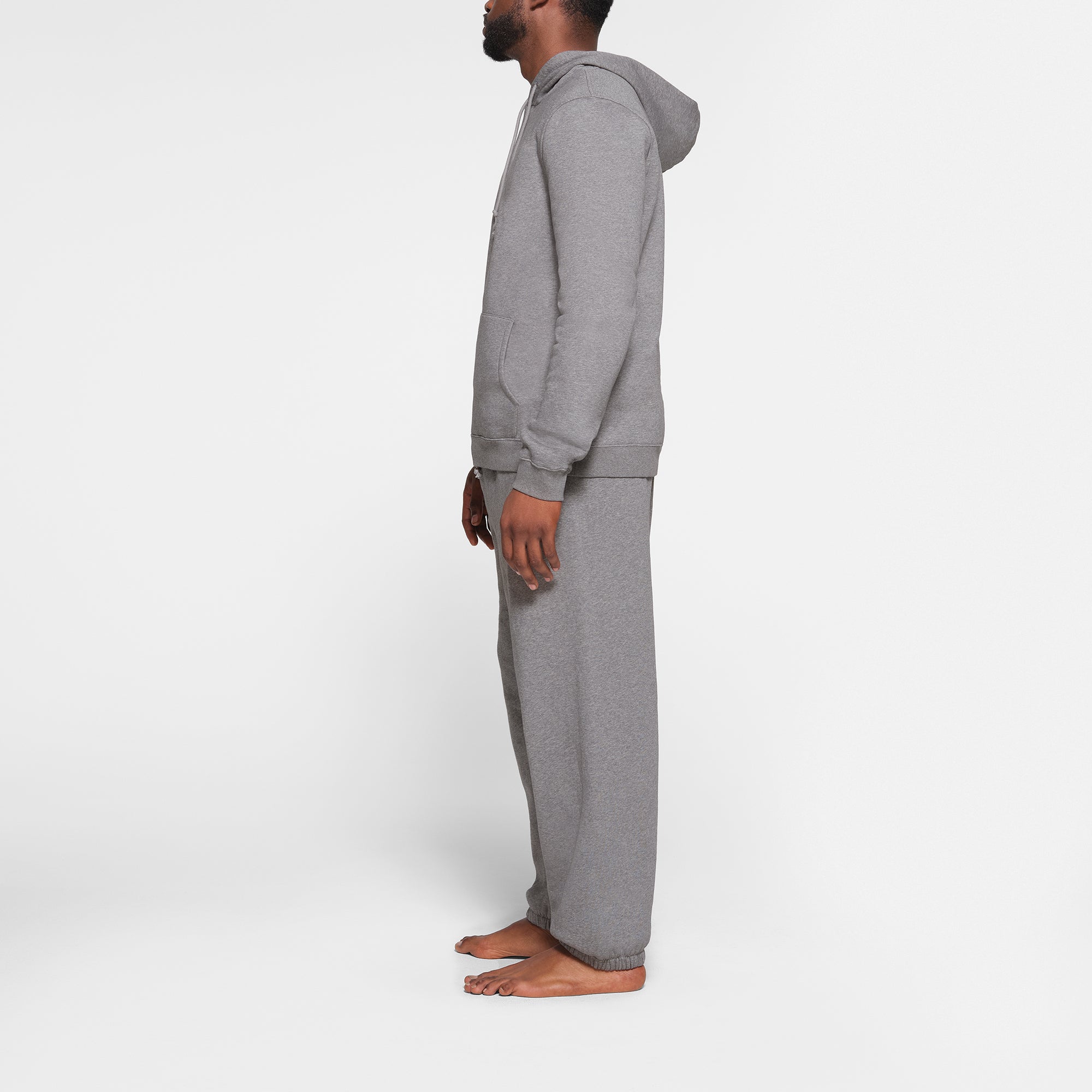 FLEECE LOUNGE MENS CLASSIC HOODIE | DARK HEATHER GREY - Image 3