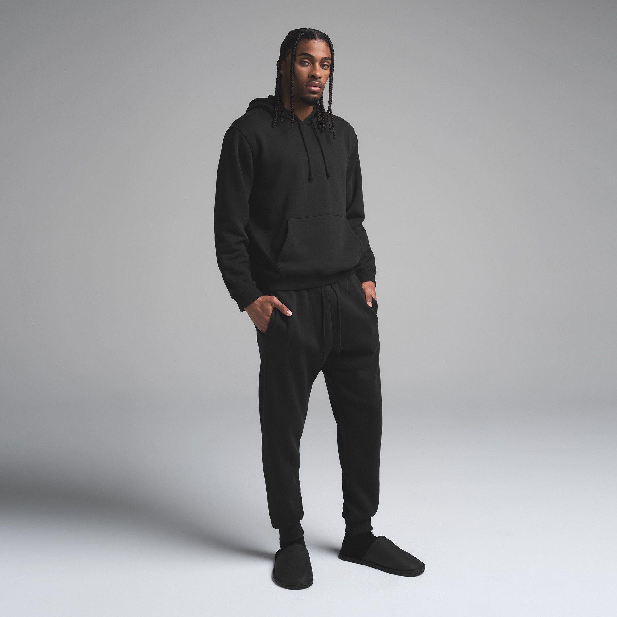 FLEECE LOUNGE MENS CLASSIC HOODIE | WASHED ONYX - Image 3
