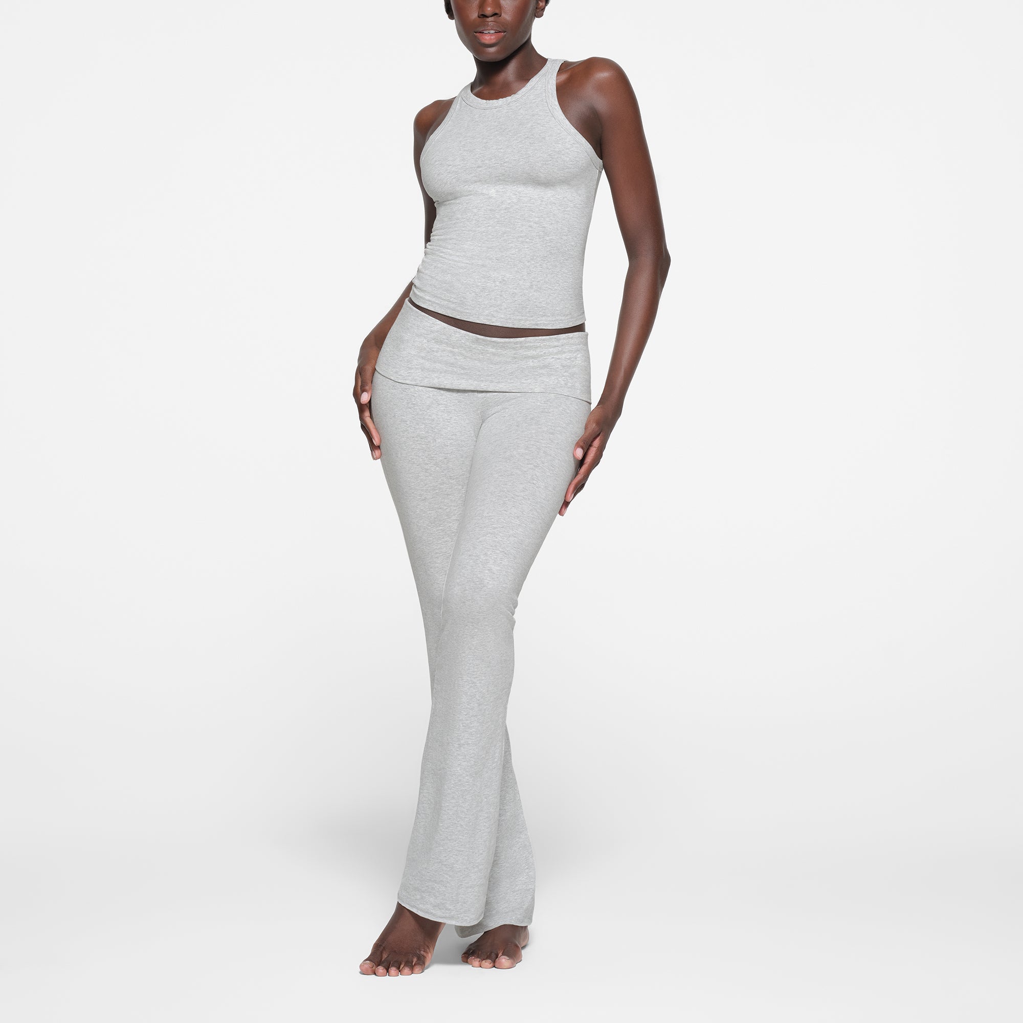 COTTON JERSEY CREW NECK TANK | LIGHT HEATHER GREY