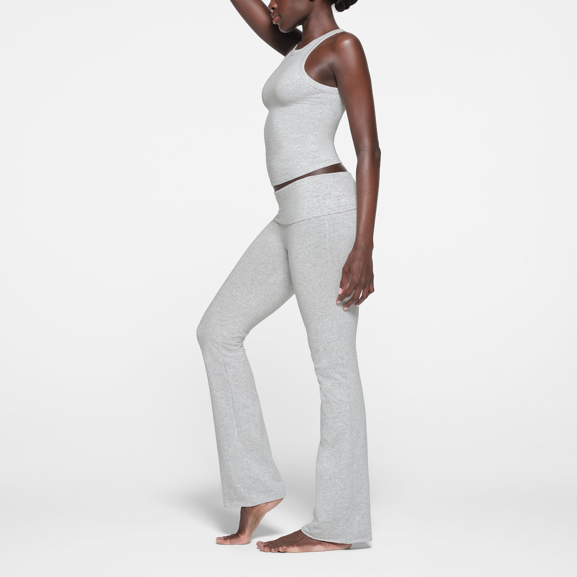 COTTON JERSEY CREW NECK TANK | LIGHT HEATHER GREY - Image 2