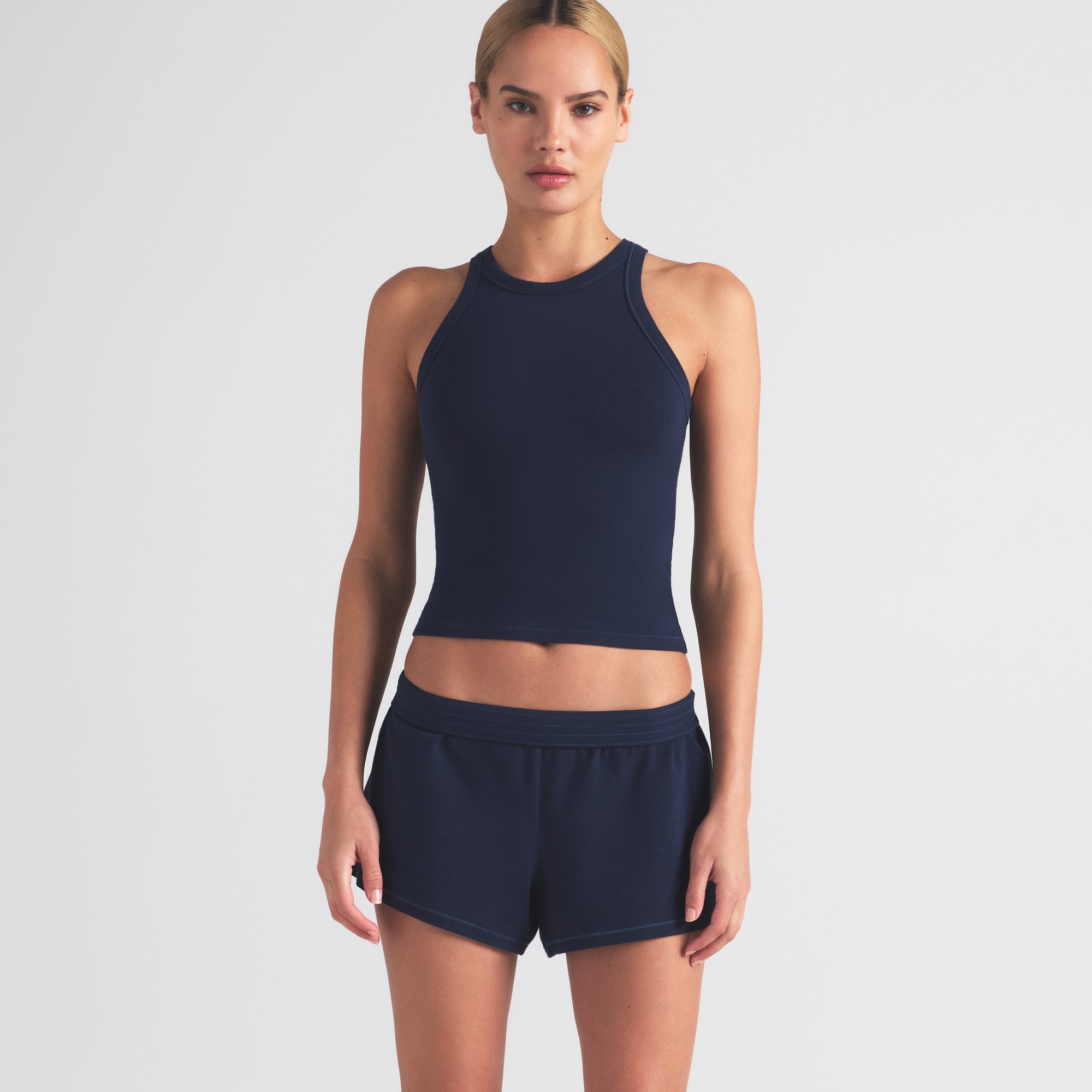 COTTON JERSEY CREW NECK TANK | NAVY - Image 3