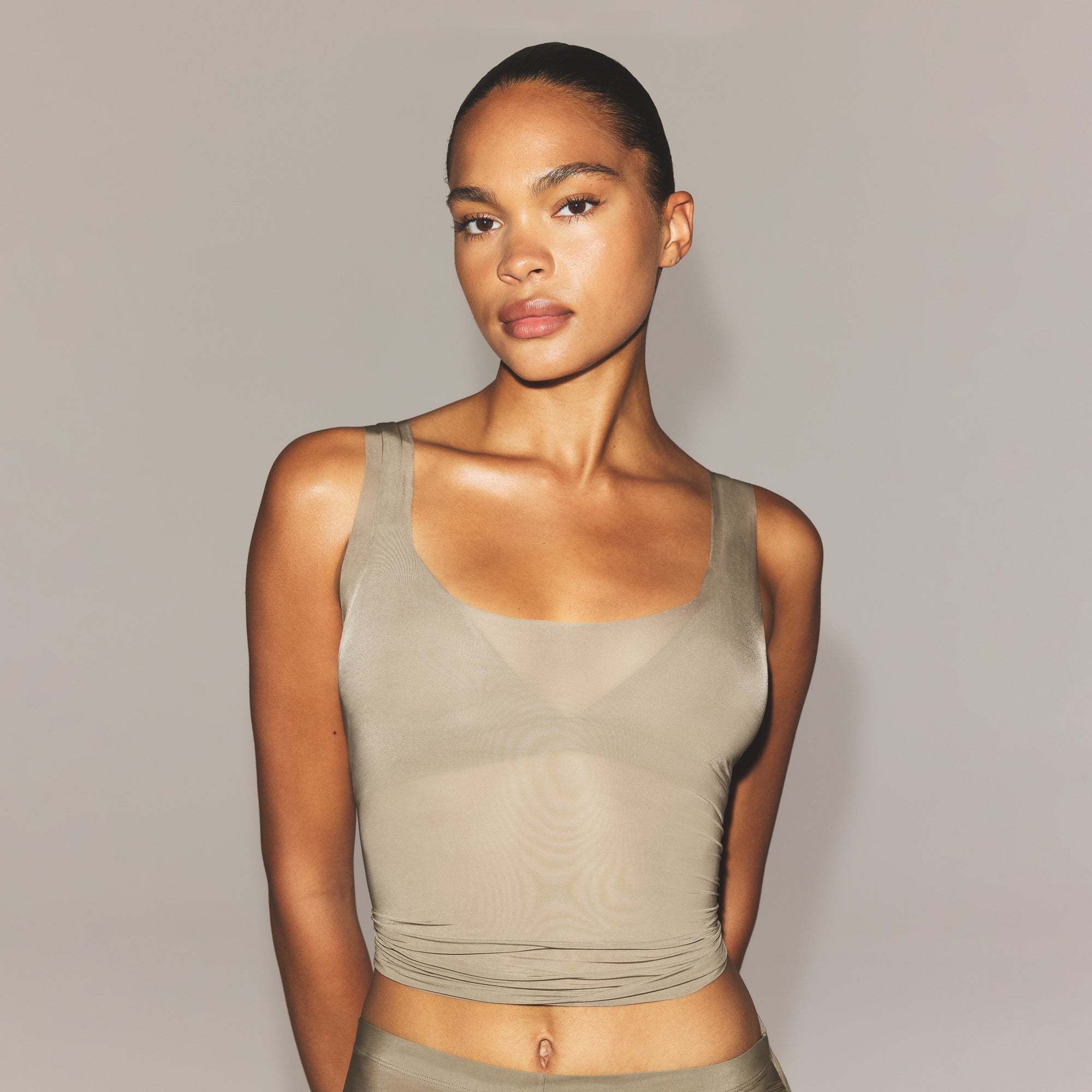MILKY SHEER TANK | TRUFFLE
