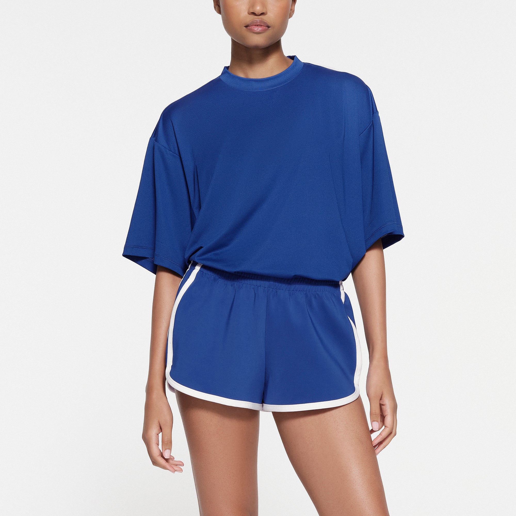 SKIMS TRACK MESH OVERSIZED T-SHIRT | COBALT