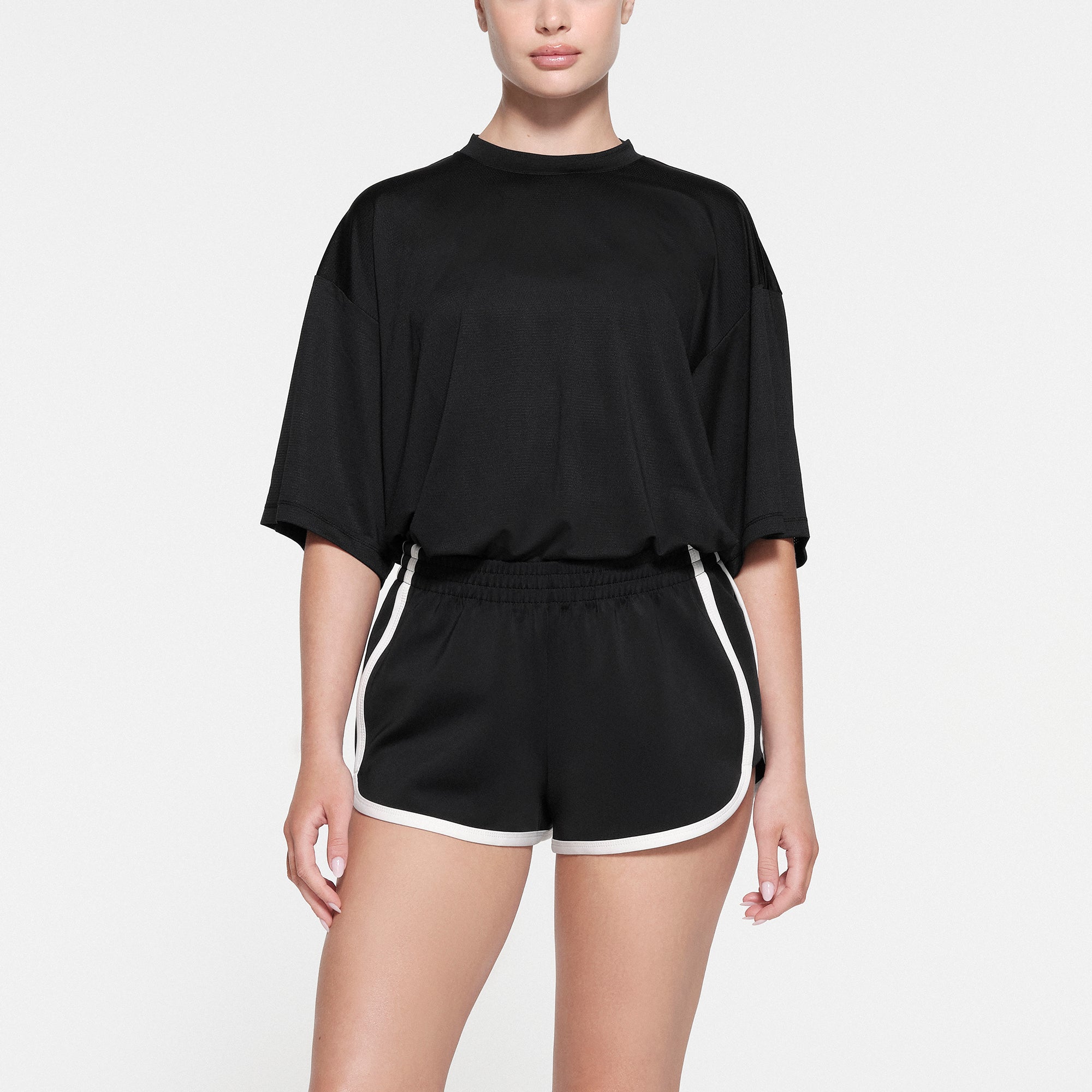 SKIMS TRACK MESH OVERSIZED T-SHIRT | ONYX