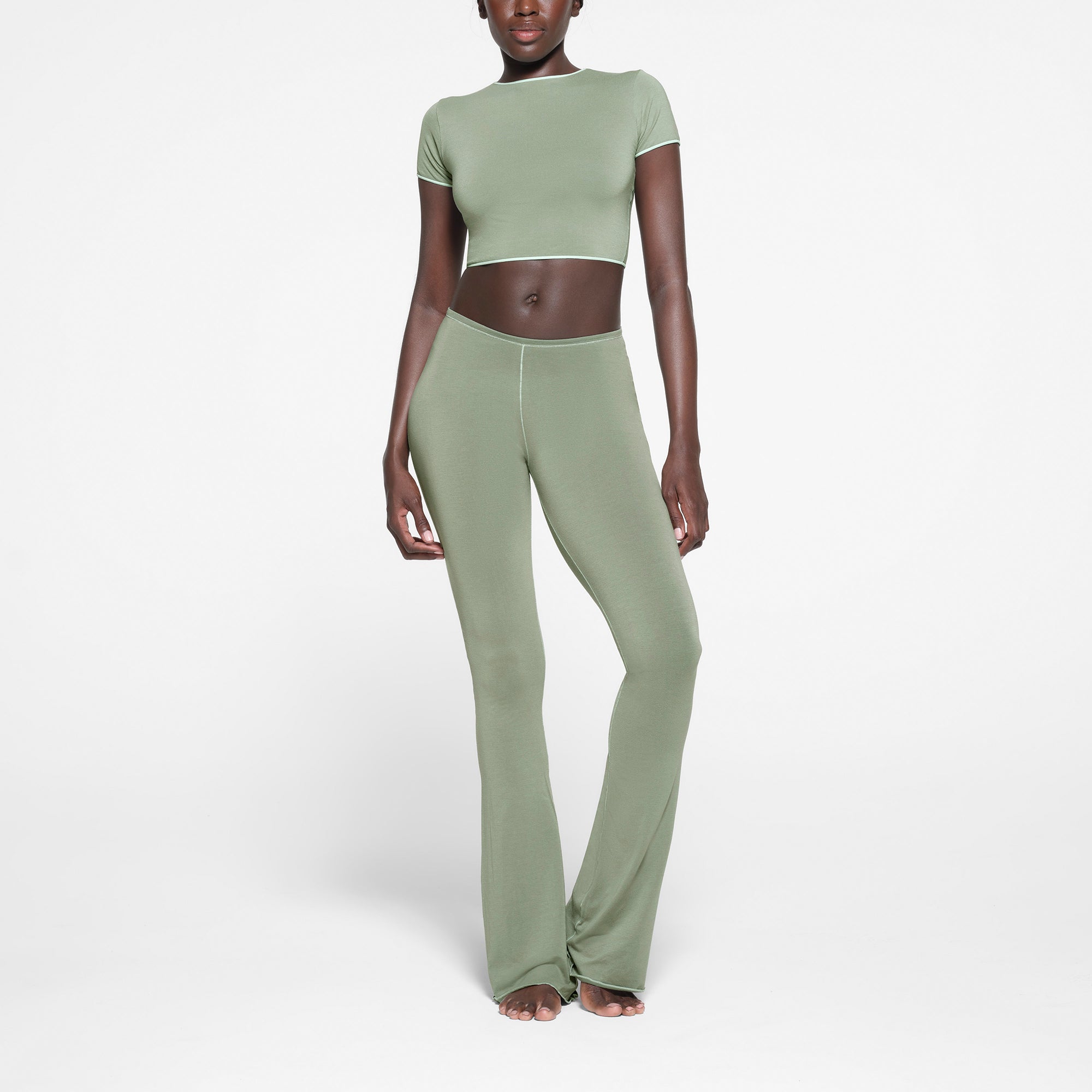 SEAMLESS MODAL CROPPED T-SHIRT | MINERAL