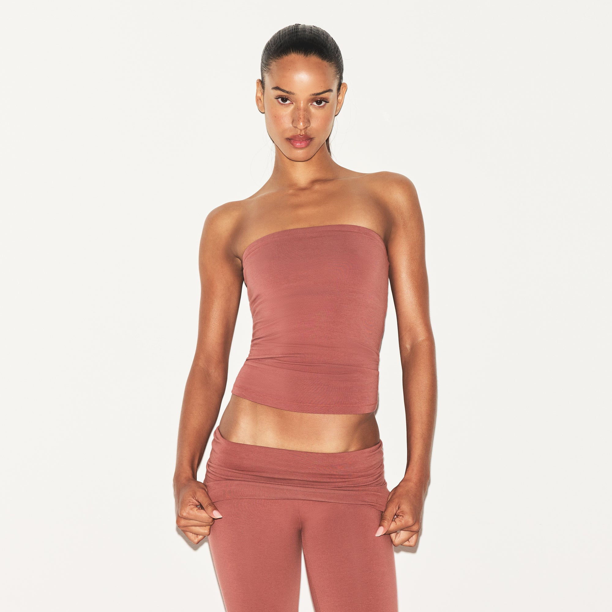 COTTON JERSEY TUBE TOP | REDWOOD