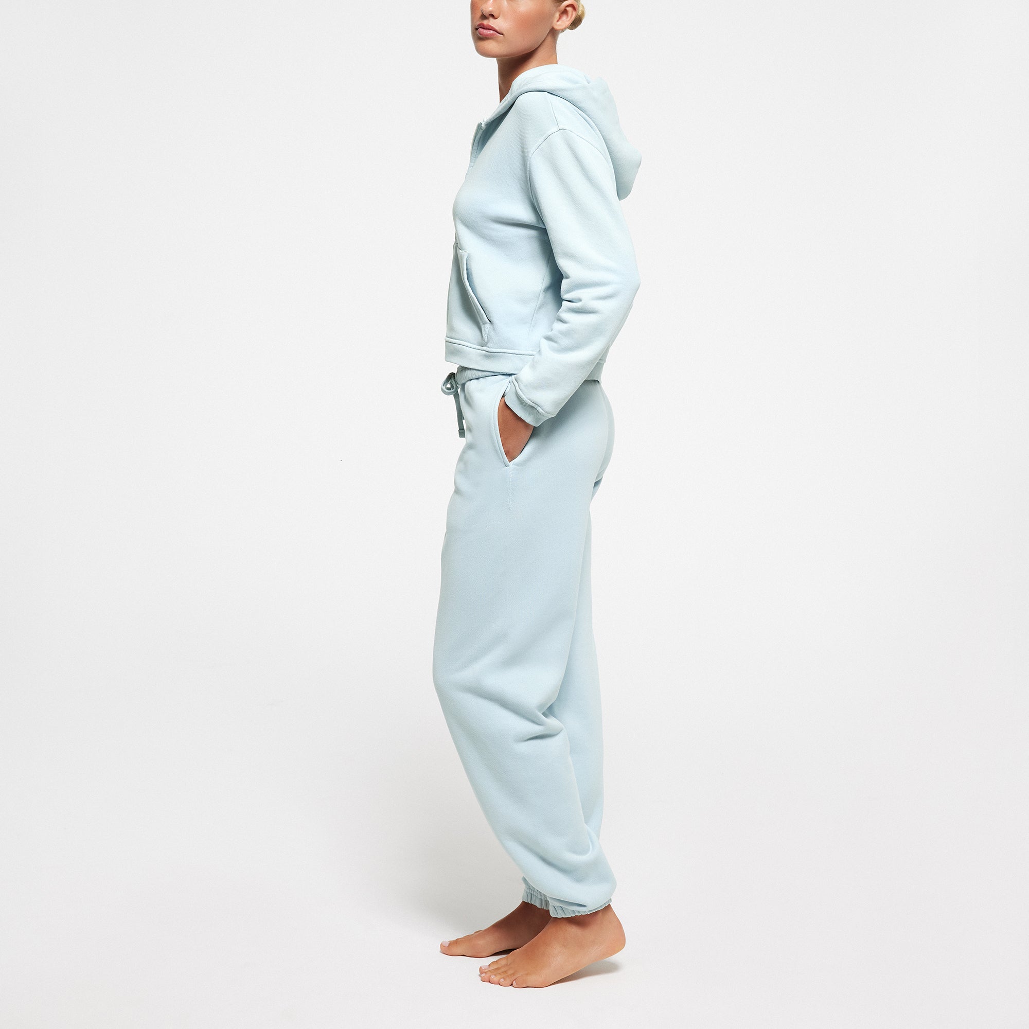 FRENCH TERRY SHRUNKEN ZIP UP HOODIE | OPAL - Image 2