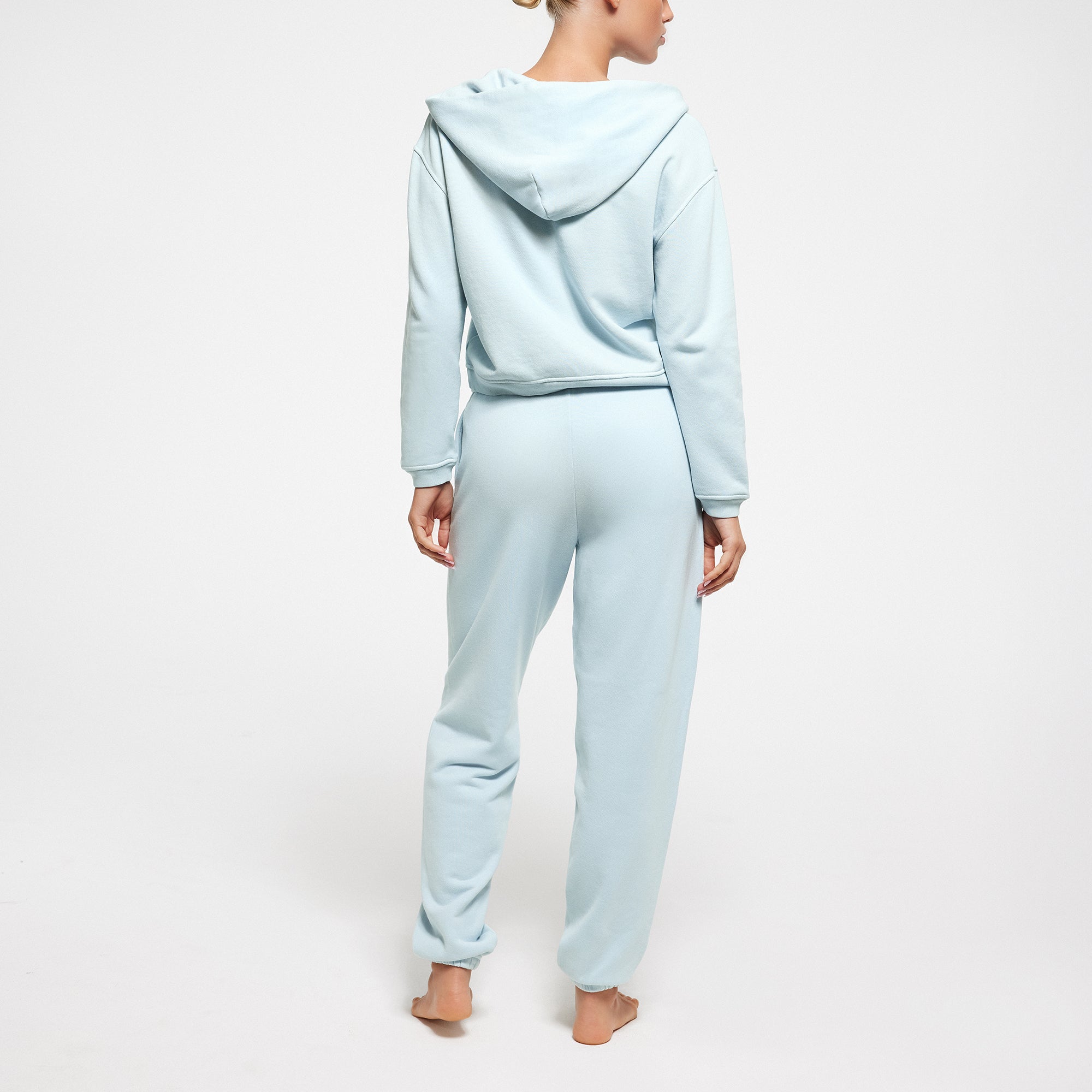 FRENCH TERRY SHRUNKEN ZIP UP HOODIE | OPAL - Image 3