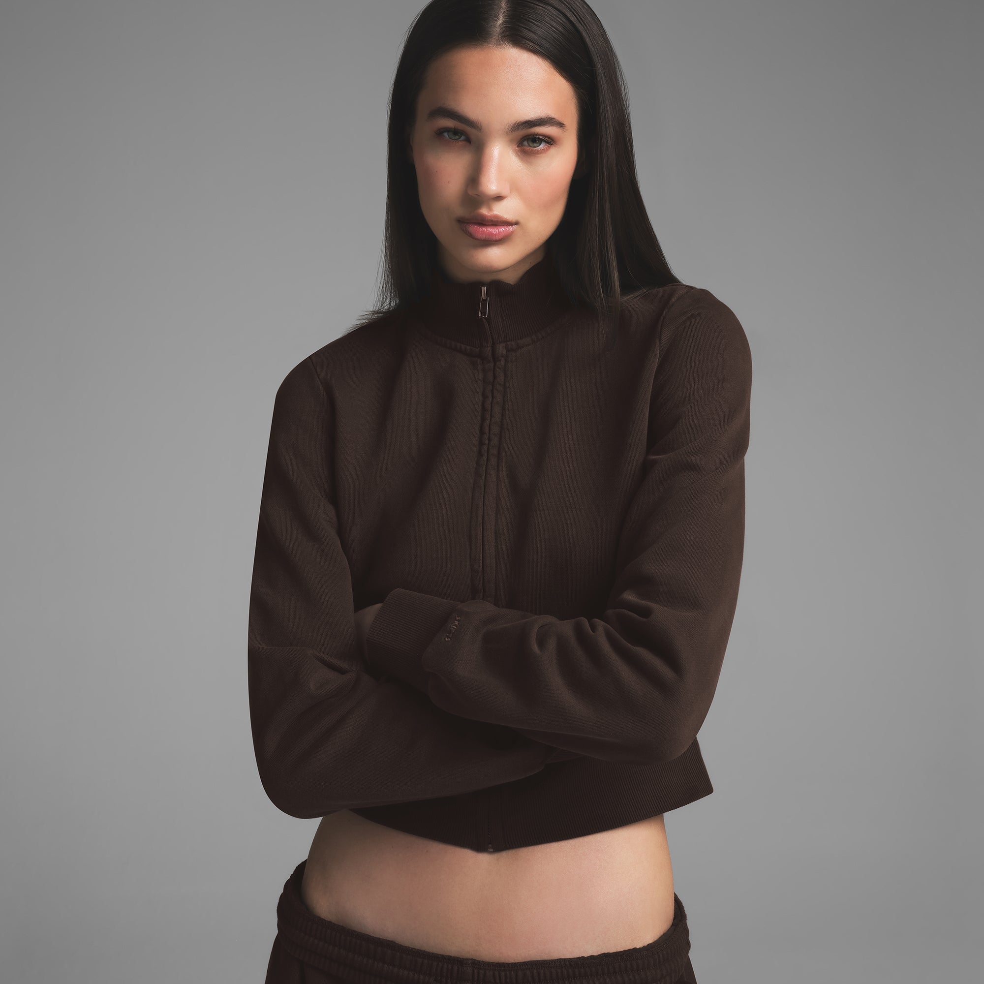 BOYFRIEND FLEECE TRACK JACKET | ESPRESSO - Image 2