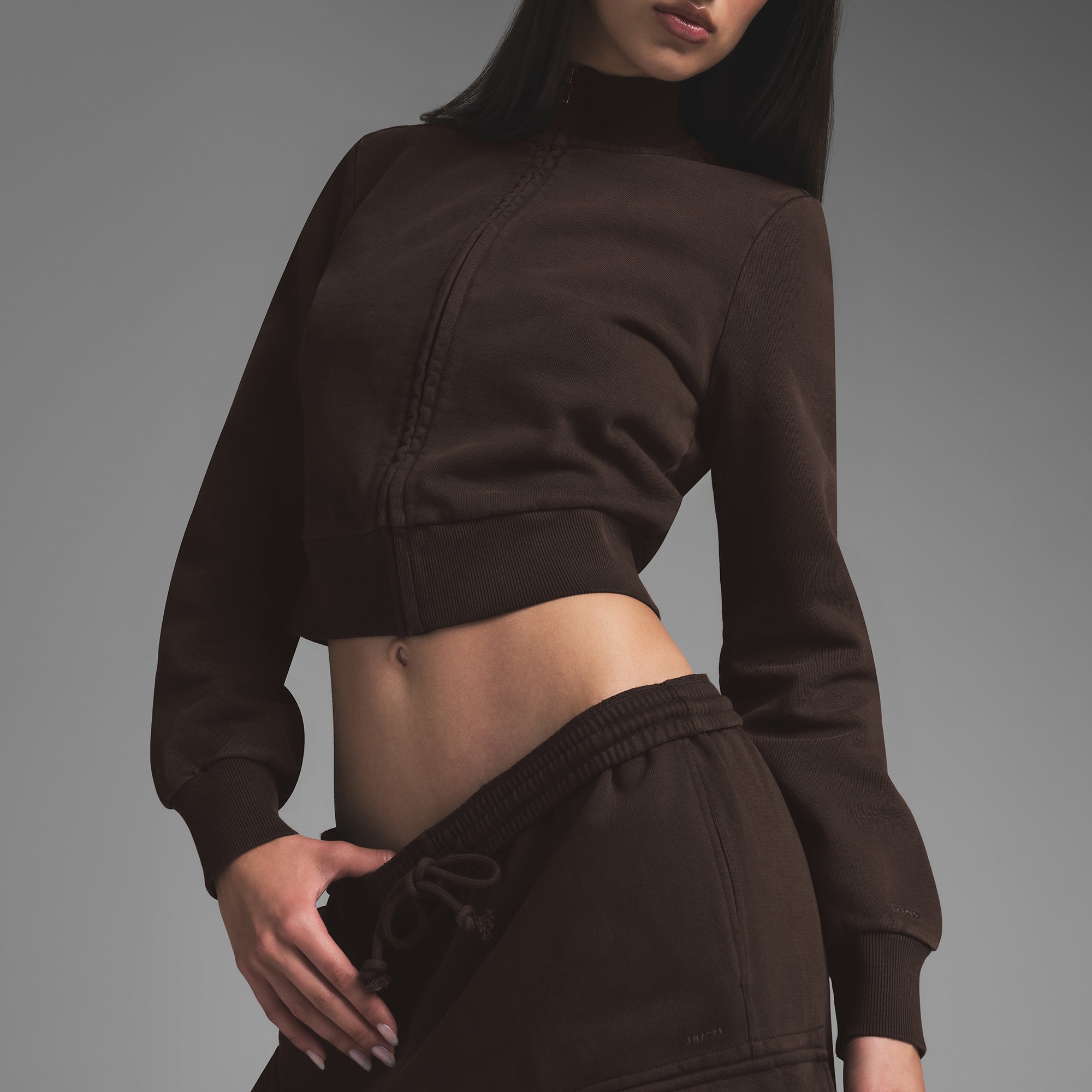 BOYFRIEND FLEECE TRACK JACKET | ESPRESSO - Image 3