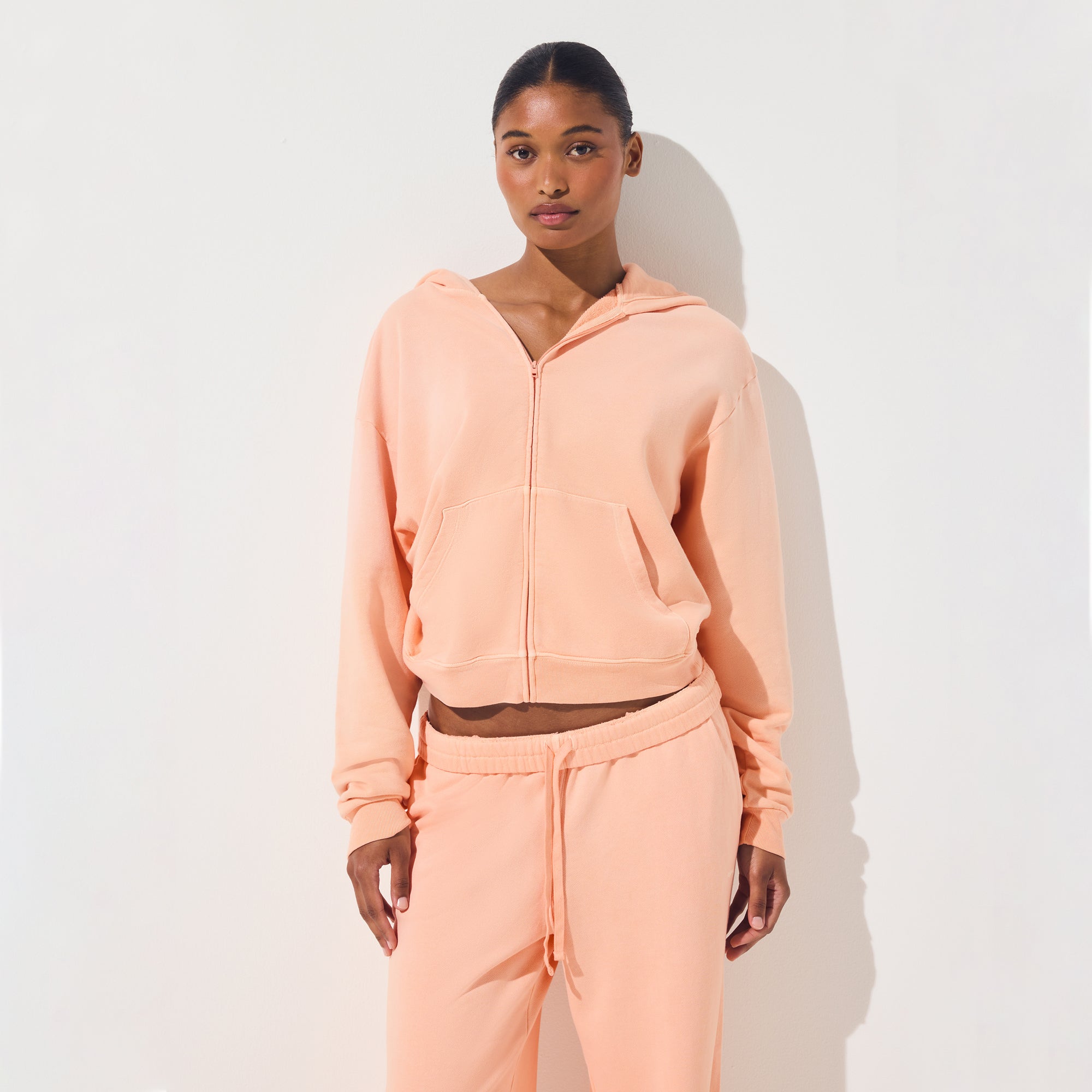 FRENCH TERRY ZIP UP HOODIE | CANTALOUPE